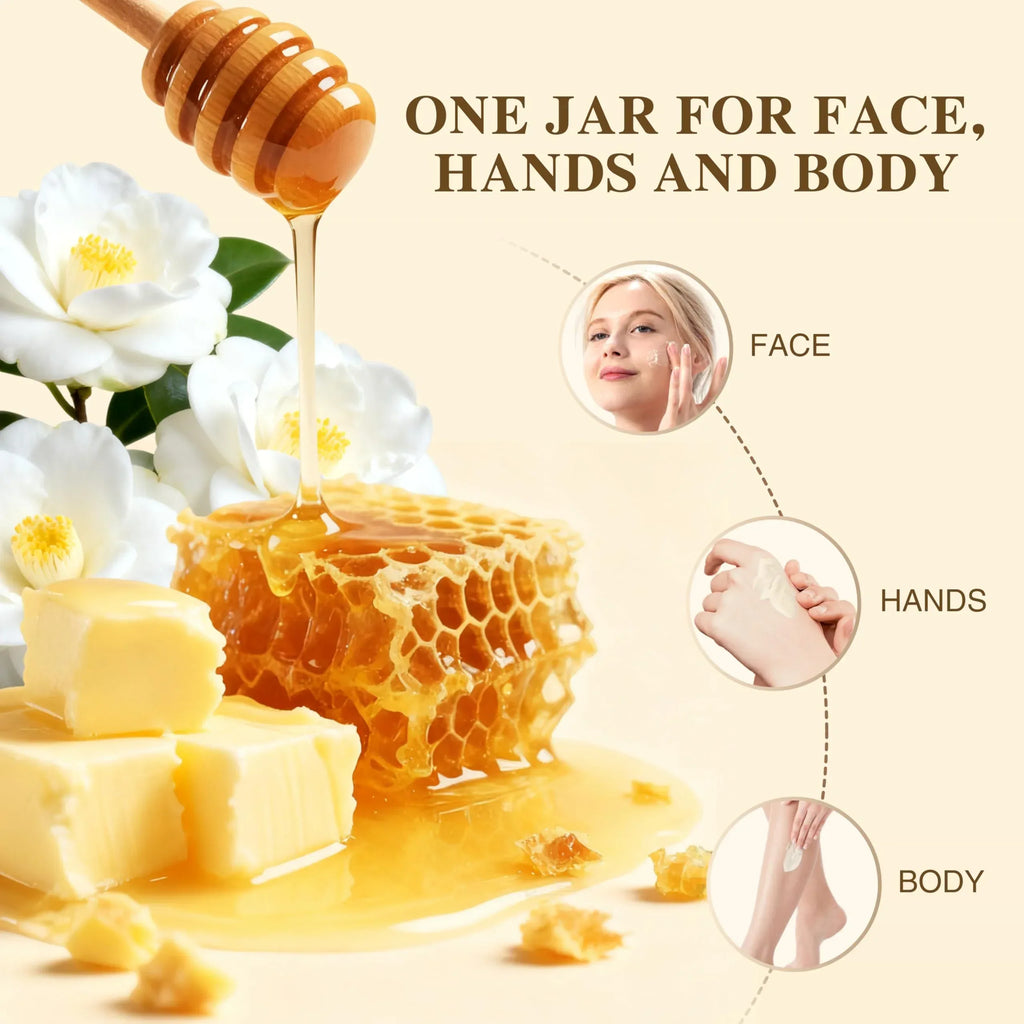 Beef Tallow Honey Balm, Grass-Fed Tallow Moisturizer for Face and Body, Deep Hydration Cream with White Tea Scent, Handmade Natural Skin Nourishment, 2.1 oz - Handmade Lifestyle Shop