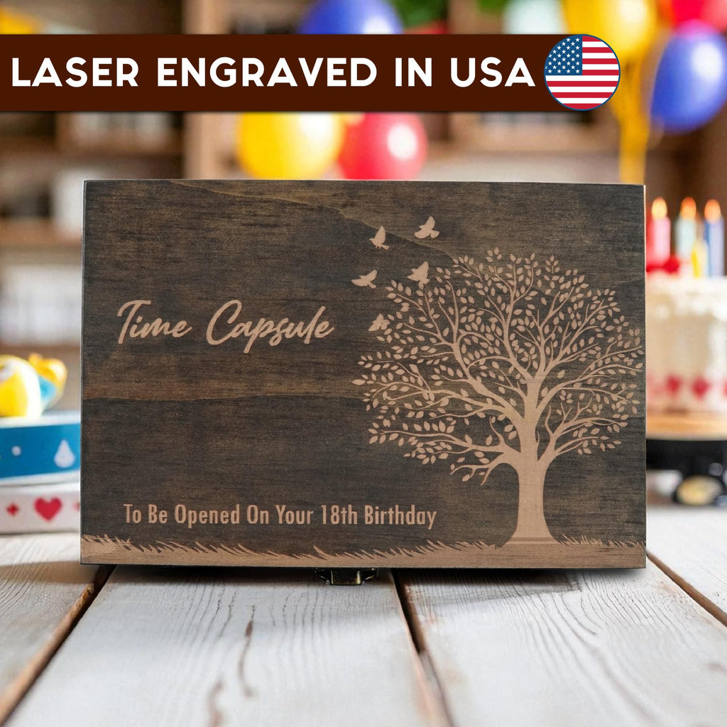 Engraved Memorial Memory Box – Wooden Keepsake Box for Loss of Loved One or Pet – Sympathy Gift – Medium Size – Dark Walnut Finish – 8.5 x 6 x 3 in