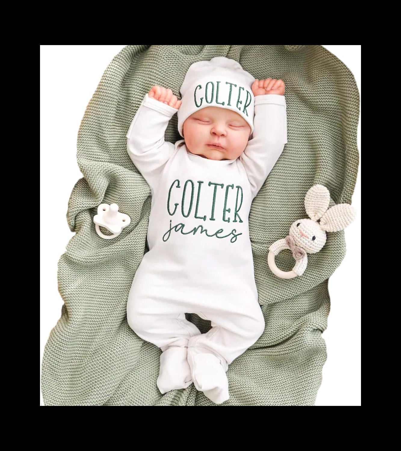 Personalized Baby Onesie Newborn Coming Home Outfit Customized Clothes with Baby's Name in Embroidery Hospital Romper Suit - Handmade Lifestyle Shop