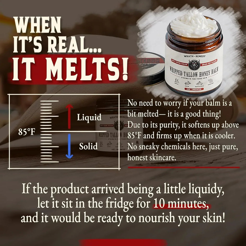 Organic Beef Tallow for Skin - 4 OZ (Unscented) — Grass Fed Beef Tallow for face + Body — US-Made Whipped Tallow and Honey Balm Moisturizer for Dry and Sensitive Skin, Eczema, Rosacea (No Additives) - Handmade Lifestyle Shop