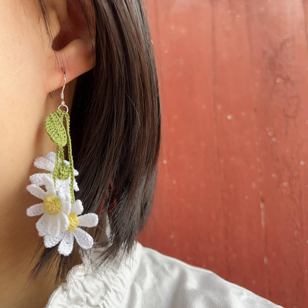 Crochet Flower Handmade Crochet Earring Drop Dangle Earring For Women Girls