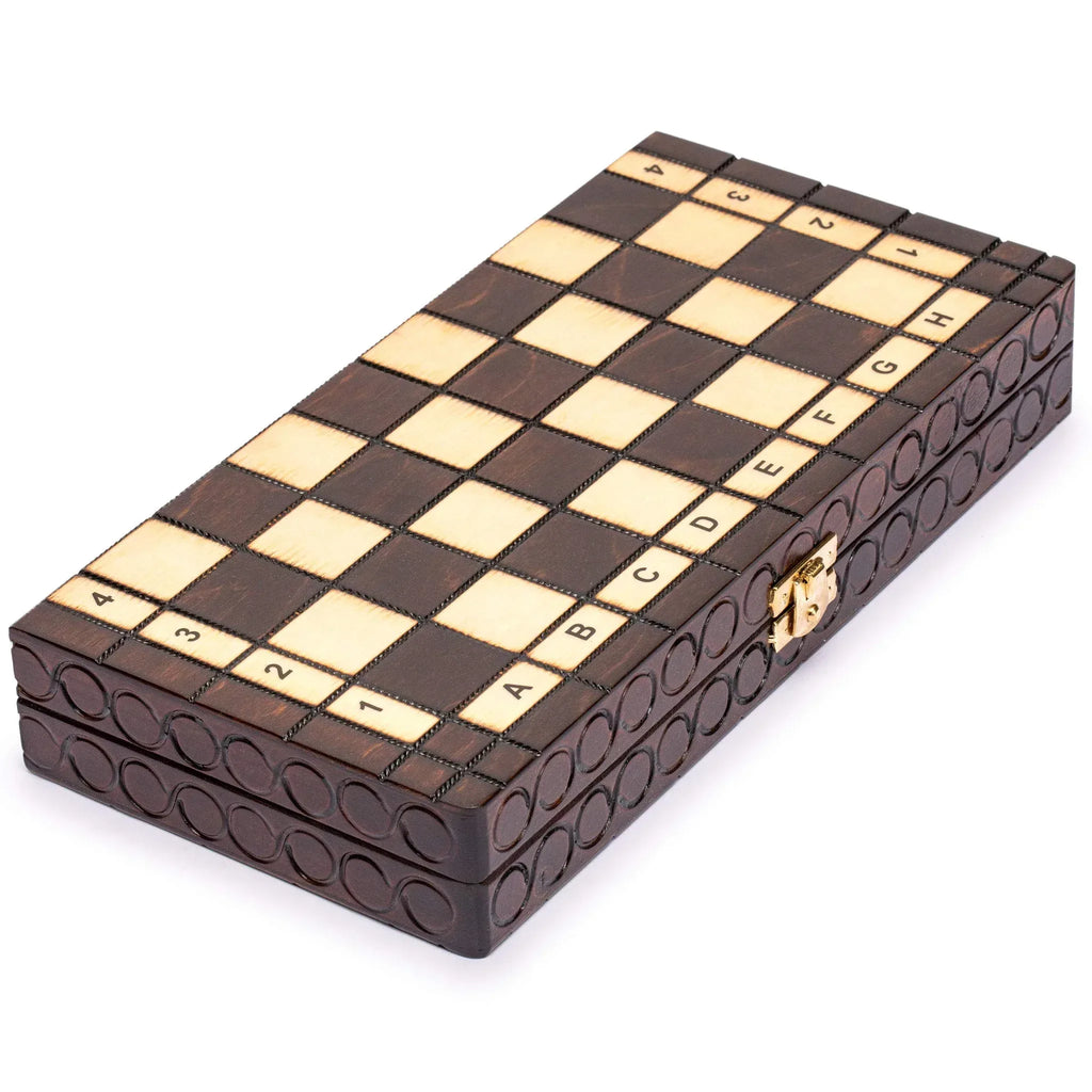 Husaria European International Chess Wooden Game Set, King's Classic - 13.8 Inches Medium Size Chess Set with Handcrafted Chessmen and Felted Folding Board - Handmade Lifestyle Shop