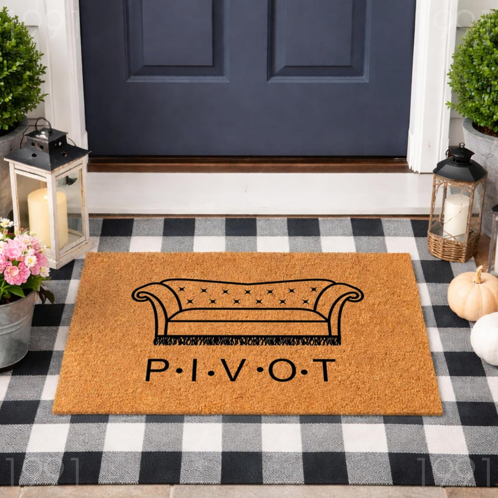 Funny Doormat: P.I.V.O.T. Couch, Friends TV Show Welcome Mat, Great Gift for Friends Fans, New Apartment Gift (36x60) 1991
