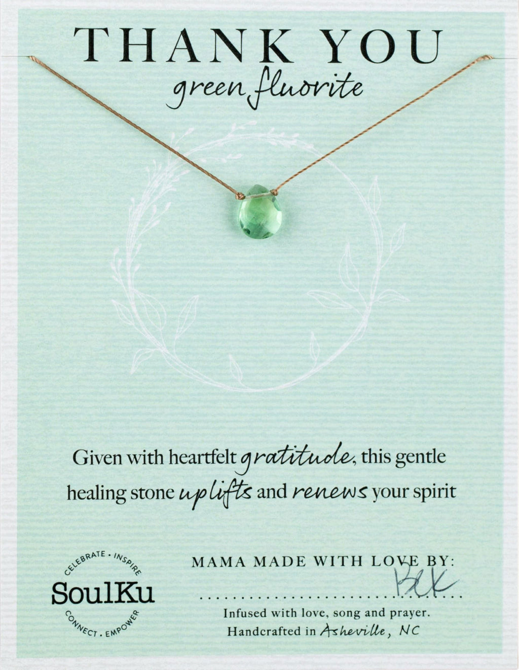 SoulKu Handcrafted Necklace, Empowerment Jewelry With Healing Crystal, Inspirational Jewelry For Women, Mom & Sister Gifts, 2" Extender With Lobster Clasp, 16" Nylon Cord