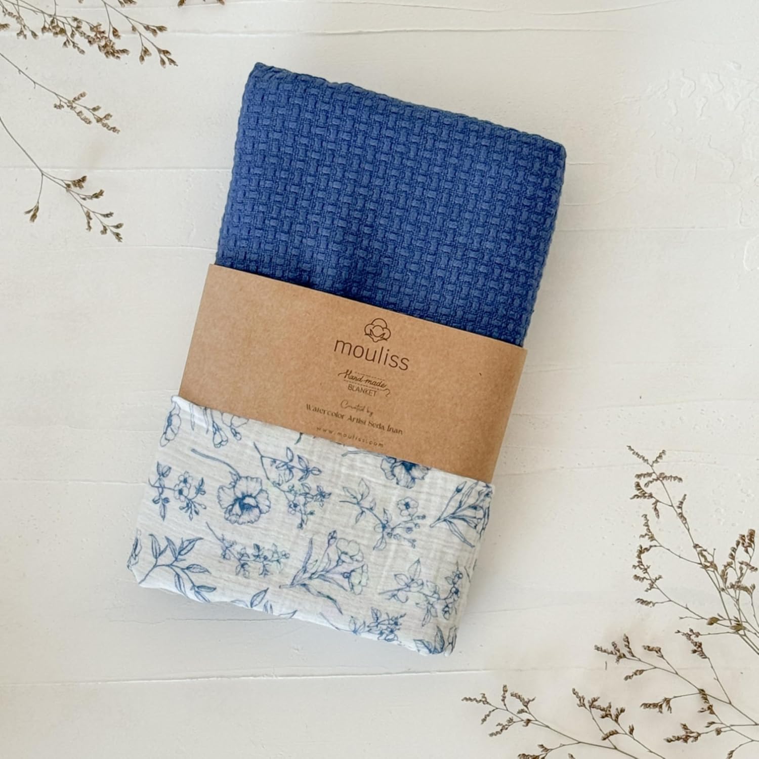 Mouliss Personalized Baby Blanket with Name – Handmade 100% Organic Cotton Newborn Gift | Custom Knit Blanket for Boys, Girls, Kids & Baby Showers