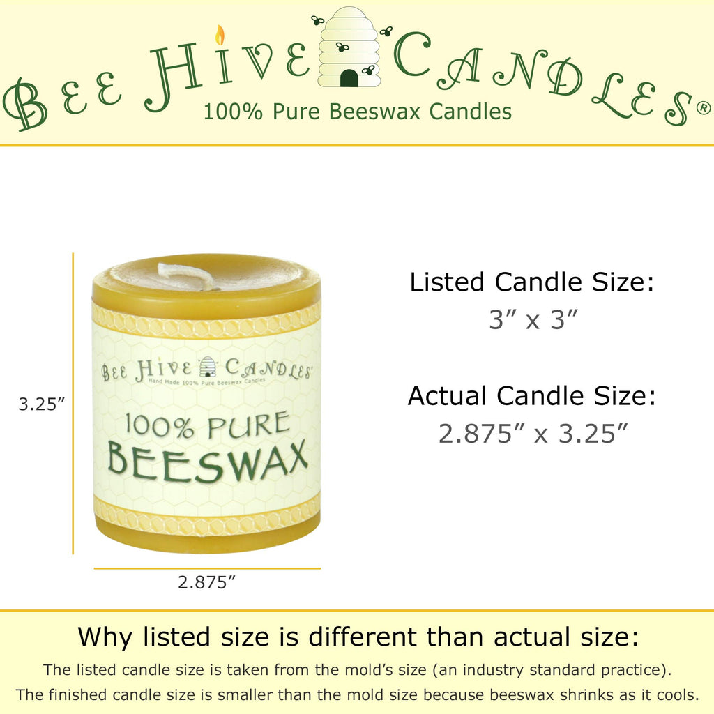 Bee Hive Candles 100% Pure Beeswax Pillar Candle (2" x 3" (3-Pack)) | Natural Beeswax Candles | Soy, Paraffin & Fragrance Free | Handmade in The USA
