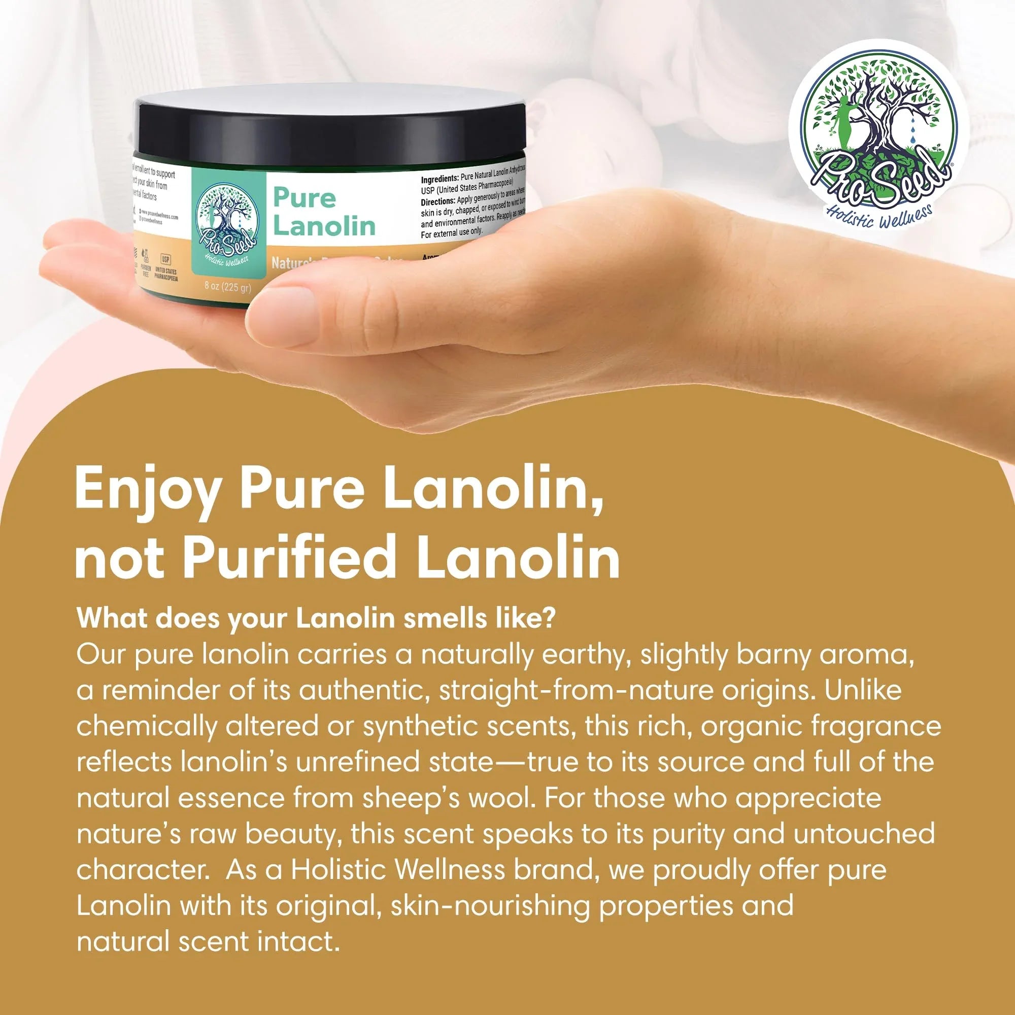 100% Pure Lanolin, Handmade in USA, Unrefined Balm, Dry & Itchy Skin, Cracked Lips, Breastfeeding, Nipple Cream, Baby Care, Moisture-Rich, Nursing Essentials & Petroleum-Free, for Hands, Face & Body - Handmade Lifestyle Shop