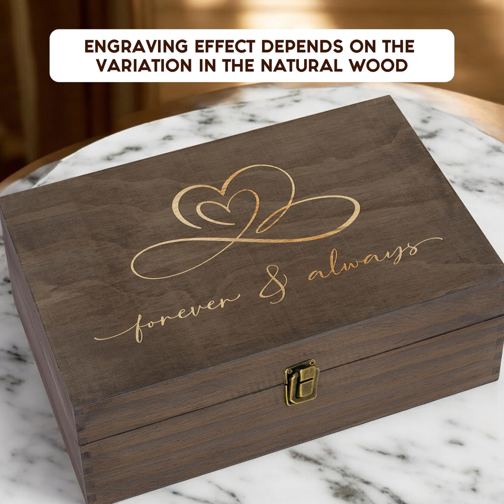 Engraved Memorial Memory Box – Wooden Keepsake Box for Loss of Loved One or Pet – Sympathy Gift – Medium Size – Dark Walnut Finish – 8.5 x 6 x 3 in