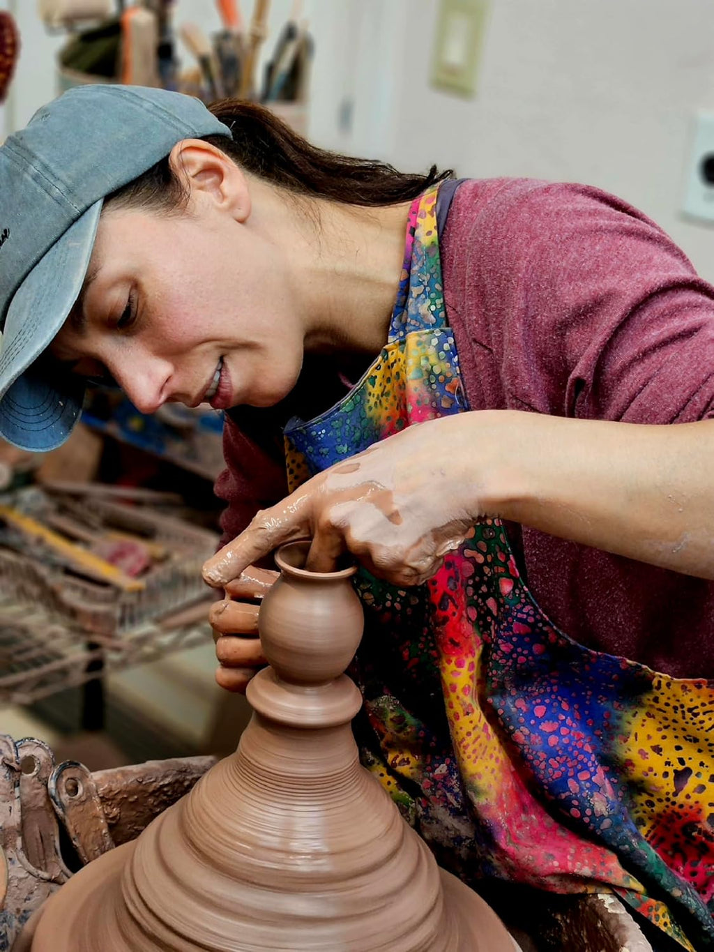 Handmade Dandelion Flower Pot for New Mommy to Be - Miniature Pottery Vase for Baby Shower Favor Presents Green (Miniature Vase w/Gift Bag)