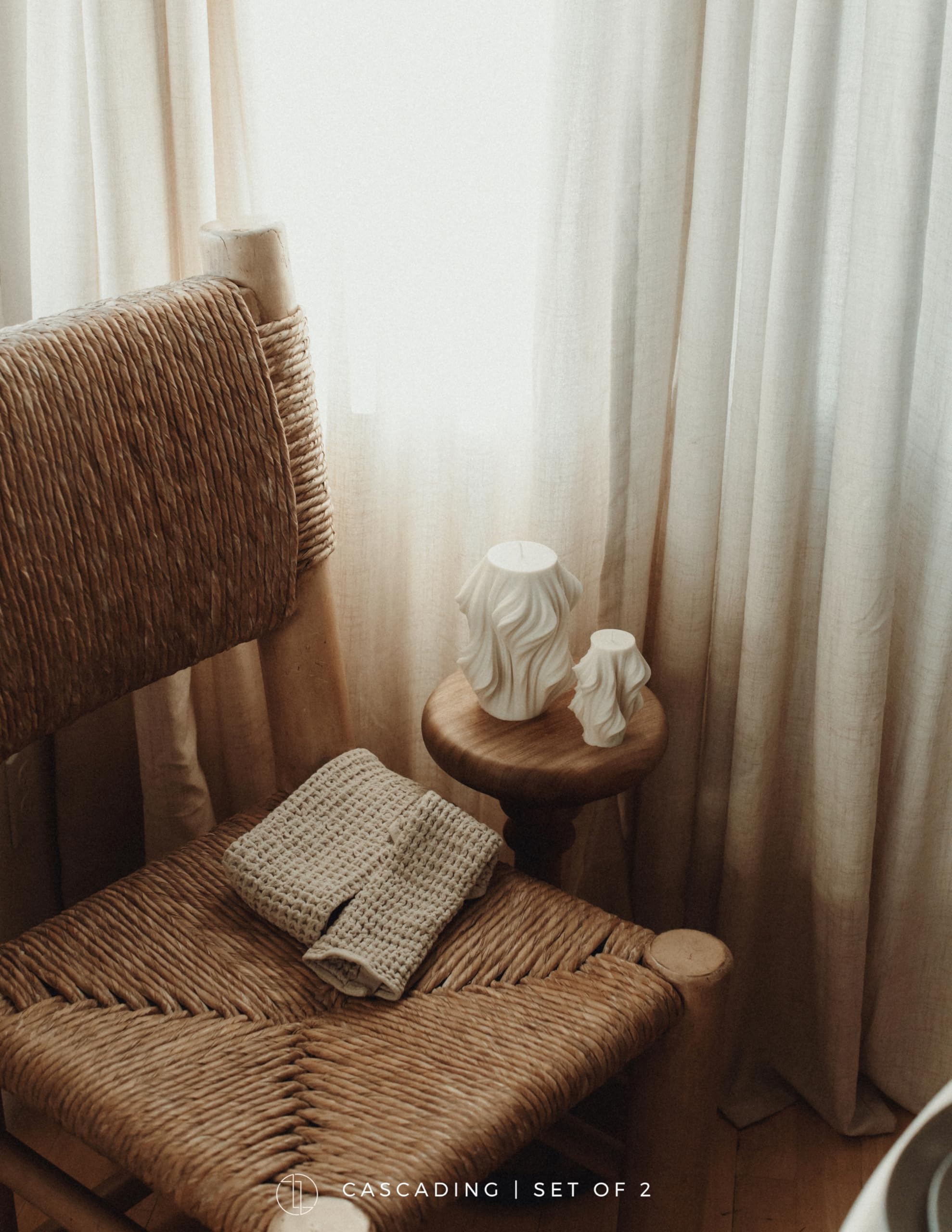 LAWA Cascading Wave Candle - Large Beautiful Handmade Pillar Scented Soy Wax Elegant Bubble Aesthetic Candle Housewarming Gift Home Room Shelf Decor Idea Olive Beige (Large)