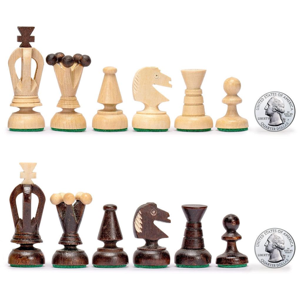 Husaria European International Chess Wooden Game Set, King's Classic - 13.8 Inches Medium Size Chess Set with Handcrafted Chessmen and Felted Folding Board - Handmade Lifestyle Shop