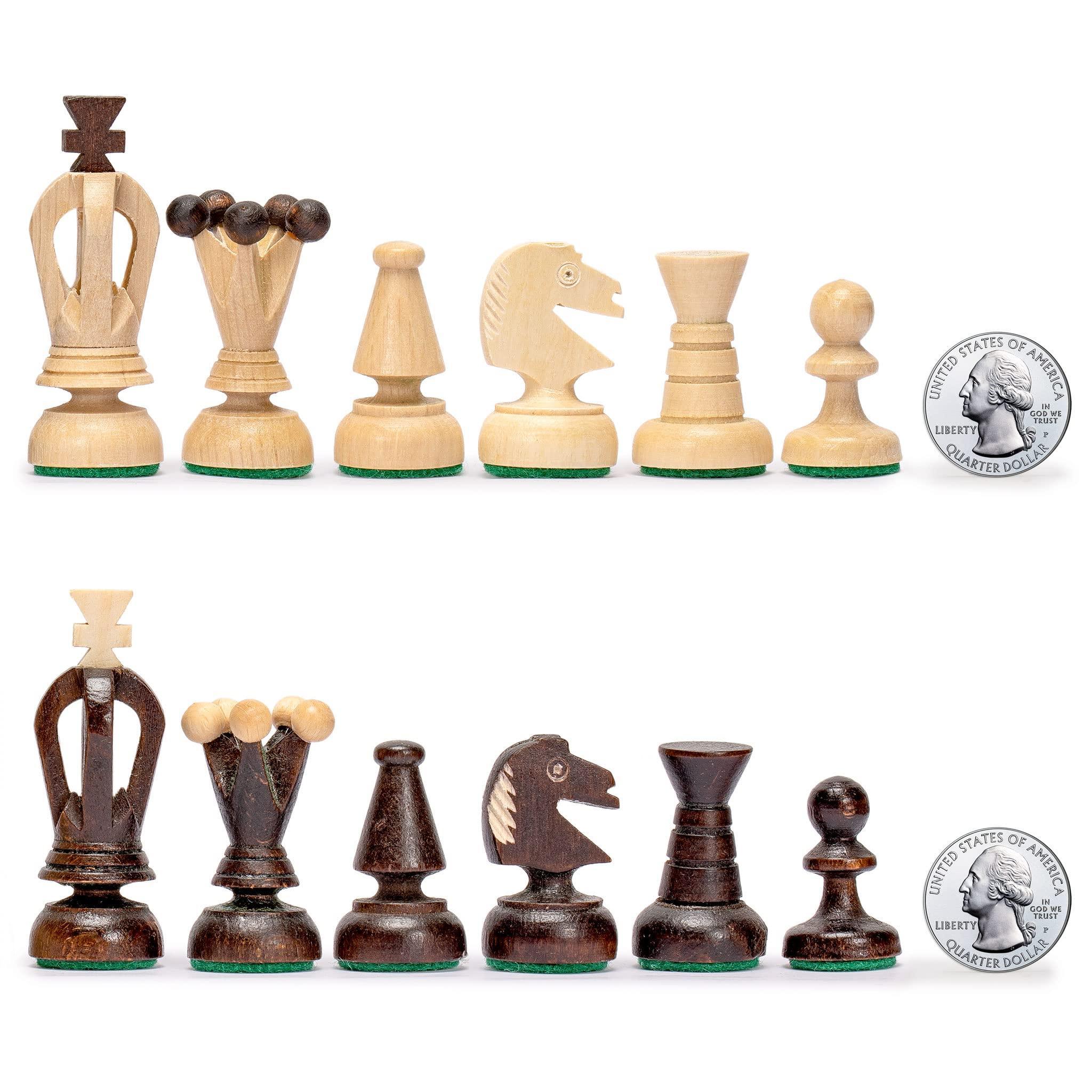 Husaria European International Chess Wooden Game Set, King's Classic - 13.8 Inches Medium Size Chess Set with Handcrafted Chessmen and Felted Folding Board - Handmade Lifestyle Shop