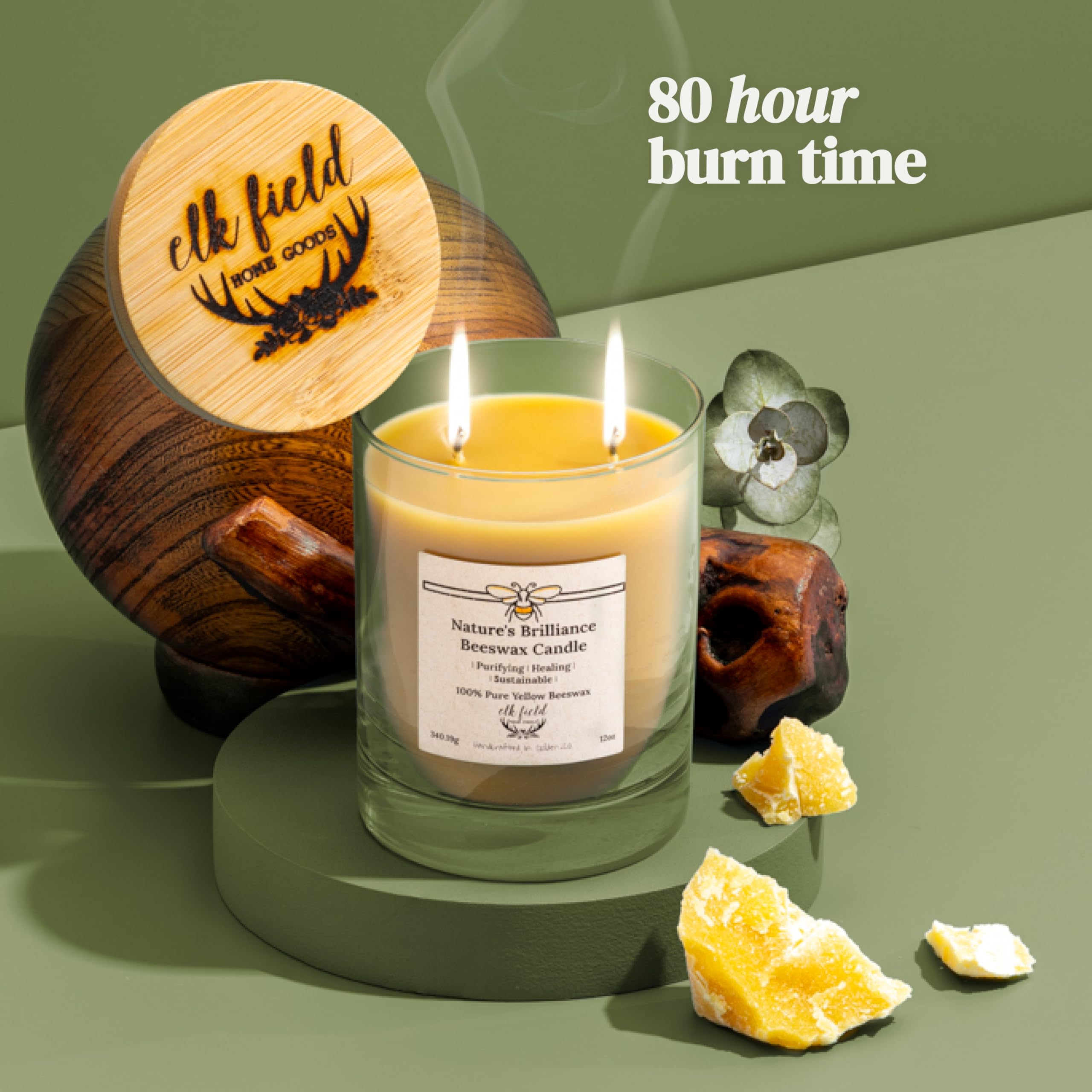 Berries Organic Beeswax Candle | 2 Ingredients | 100% Pure Beeswax Candles, Non Toxic, Natural, Organic Candles, Beeswax Candles Scented, Non Toxic Candles, 80 Hour, 10oz