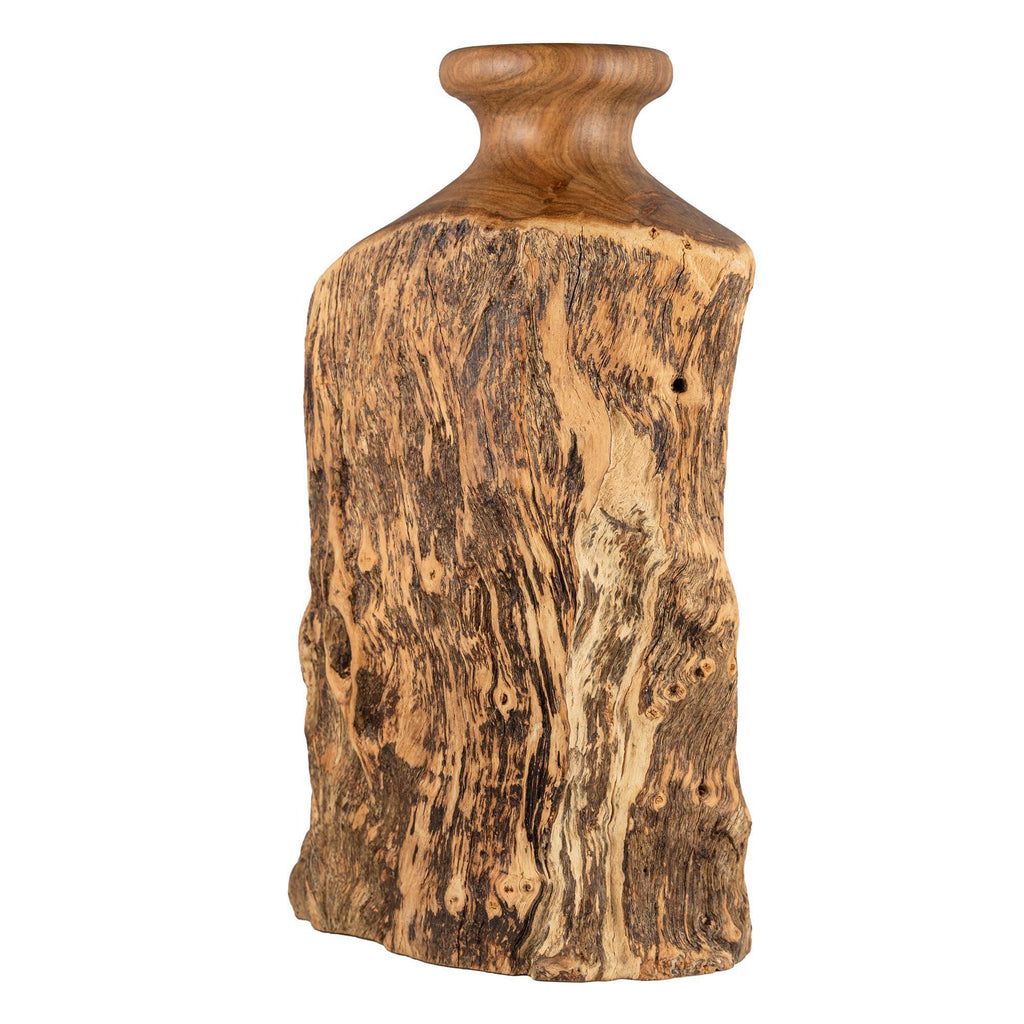 Vitex Pubescens Vahl Handcrafted Natural Wooden Vase; H(11.8”) x D(5"-6.5"); Unique Wooden Vase - Handmade Lifestyle Shop