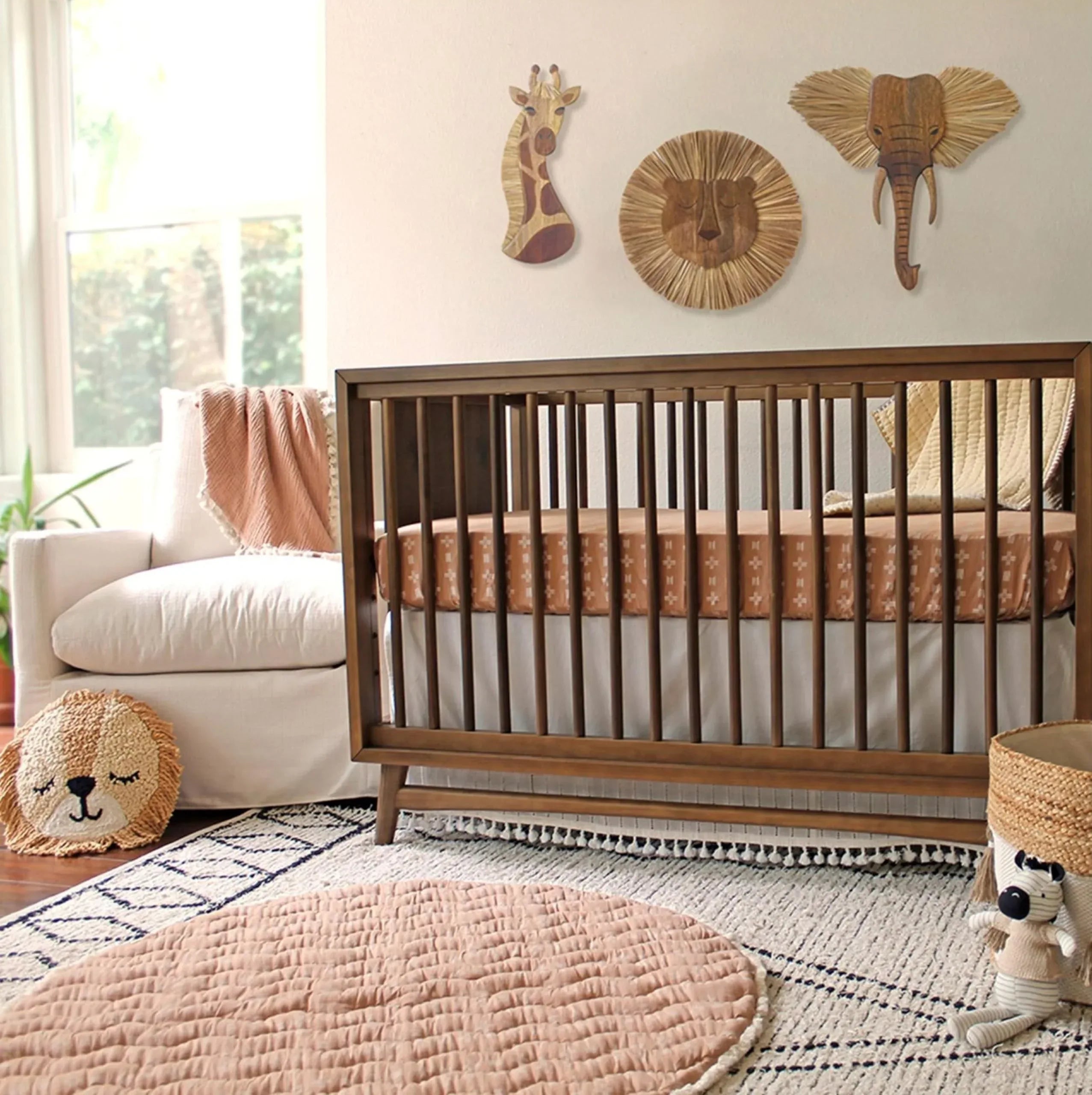 Crane Baby Wooden Safari Wall Decor, Wood Animal Nursery Wall Art, Boho Gender-Neutral Safari Room Decor Elephant 21L X 21W Brown - Handmade Lifestyle Shop