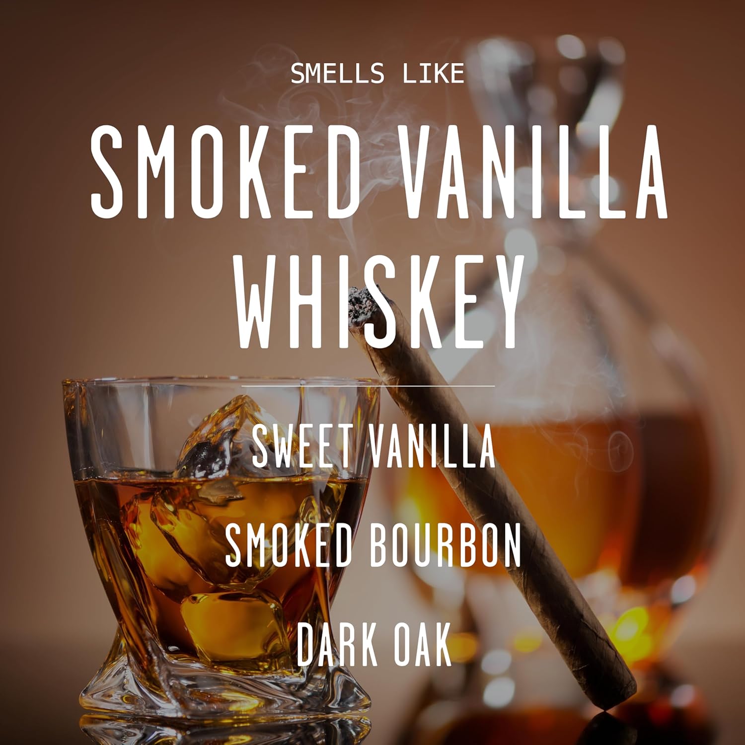Smoked Vanilla Whiskey Candle - Scented Black Candles for Men or Women - Bourbon, Tobacco & Caramel Soy Wax Mens Candle - Infused w/Essential Oils | Long 50Hr Burn,9oz I Non Toxic I Made in USA