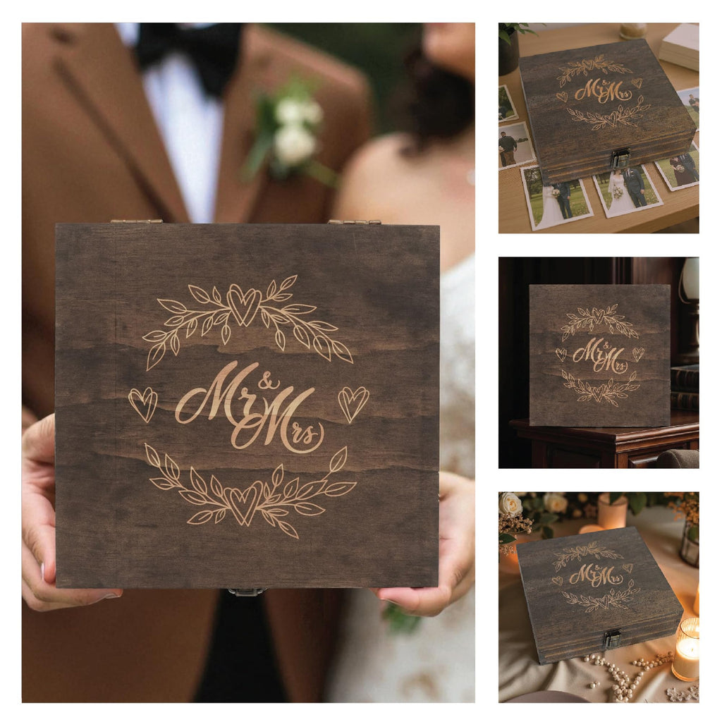 Engraved Memorial Memory Box – Wooden Keepsake Box for Loss of Loved One or Pet – Sympathy Gift – Medium Size – Dark Walnut Finish – 8.5 x 6 x 3 in