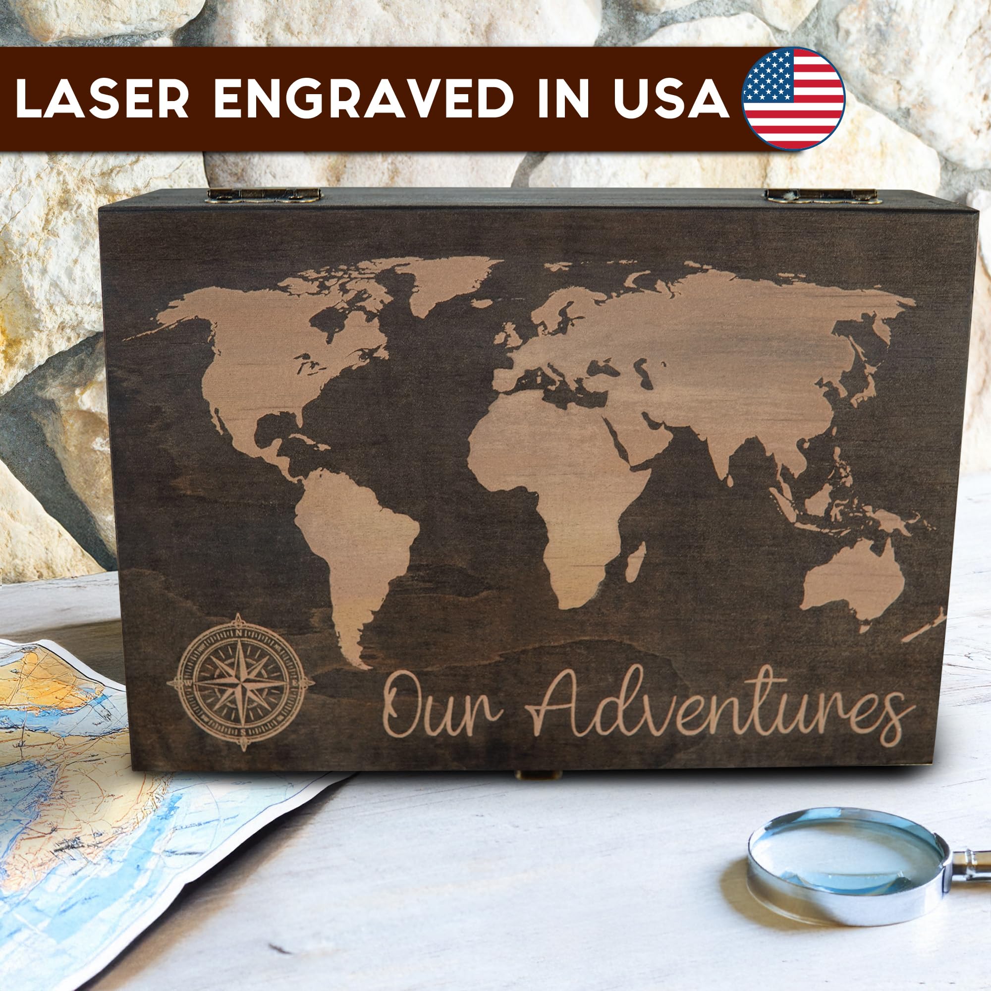 Engraved Memorial Memory Box – Wooden Keepsake Box for Loss of Loved One or Pet – Sympathy Gift – Medium Size – Dark Walnut Finish – 8.5 x 6 x 3 in