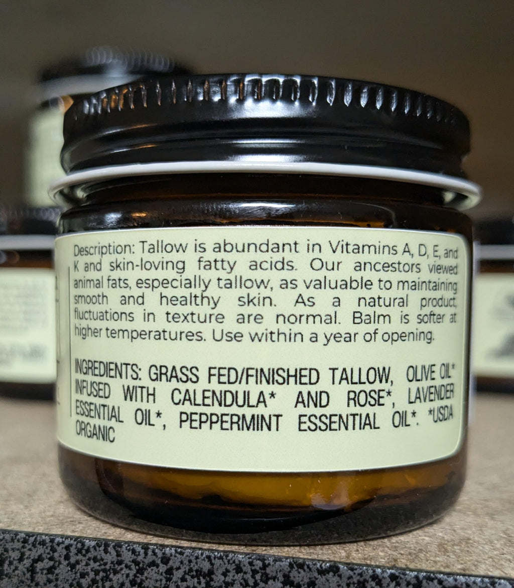 Hearth and Homestead: Handmade Whipped Tallow Balm (Unscented/Herb-Infused) - Organic Body Butter with Infused Olive Oil, for Eczema, Rosacea, Baby - 1.3 oz