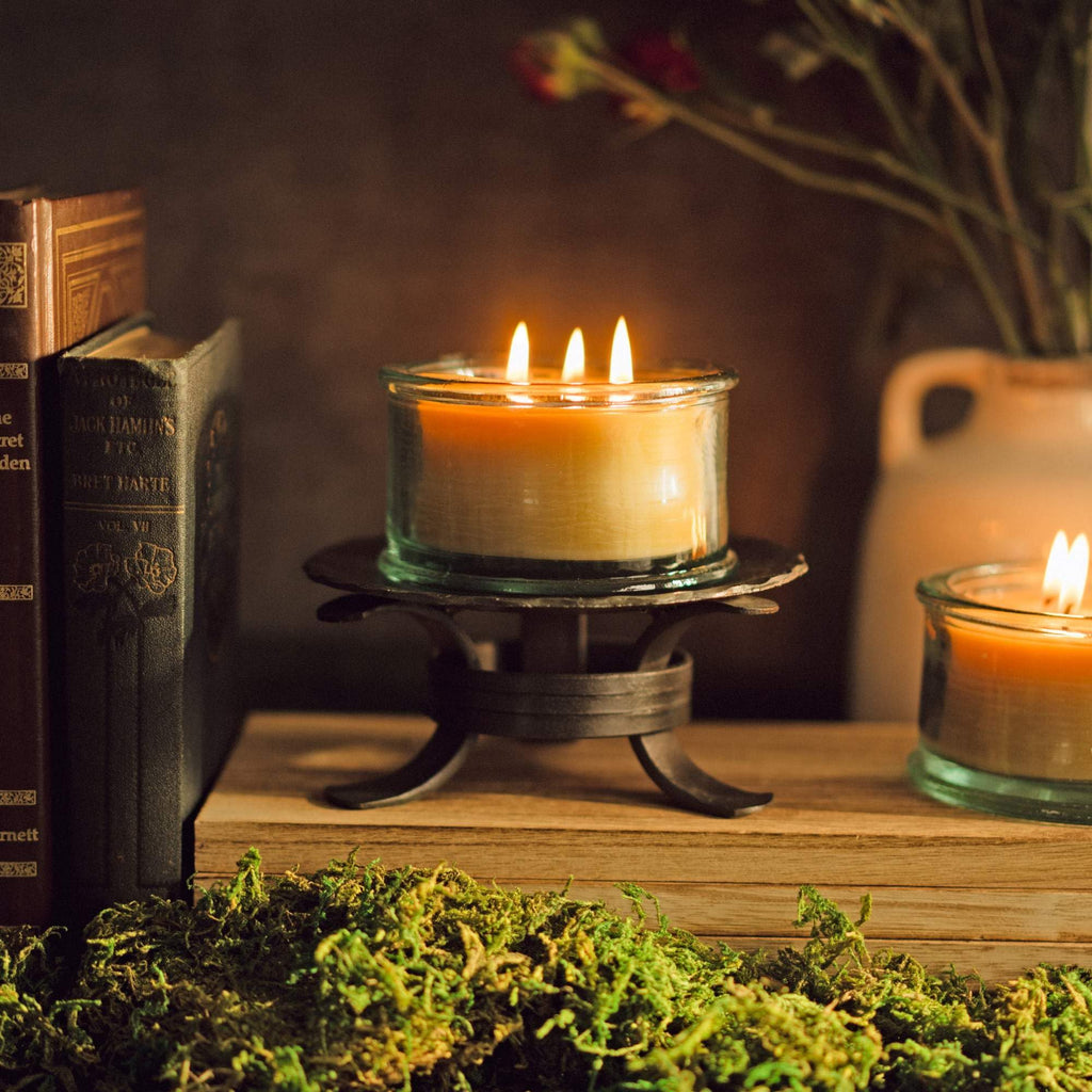 Bluecorn Beeswax 3-Wick Candle, 100% Pure Bees Wax, Yellow, Fragrance Free, Paraffin & Soy Free Candle Wax, Clean Burning, Long Lasting, Home Decor, Gifts for Women & Men, American Made, 10 Oz, 1 Ct