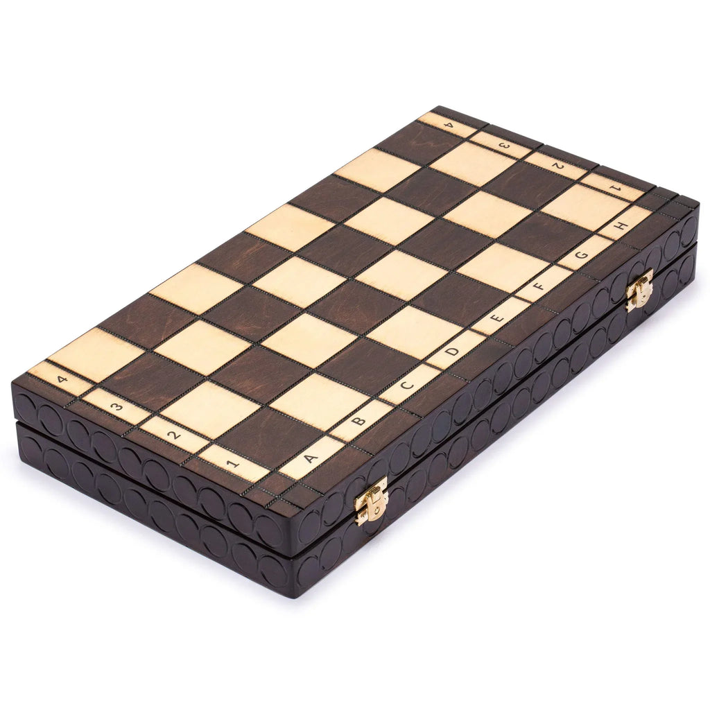 Husaria European International Chess Wooden Game Set, King's Classic - 13.8 Inches Medium Size Chess Set with Handcrafted Chessmen and Felted Folding Board - Handmade Lifestyle Shop