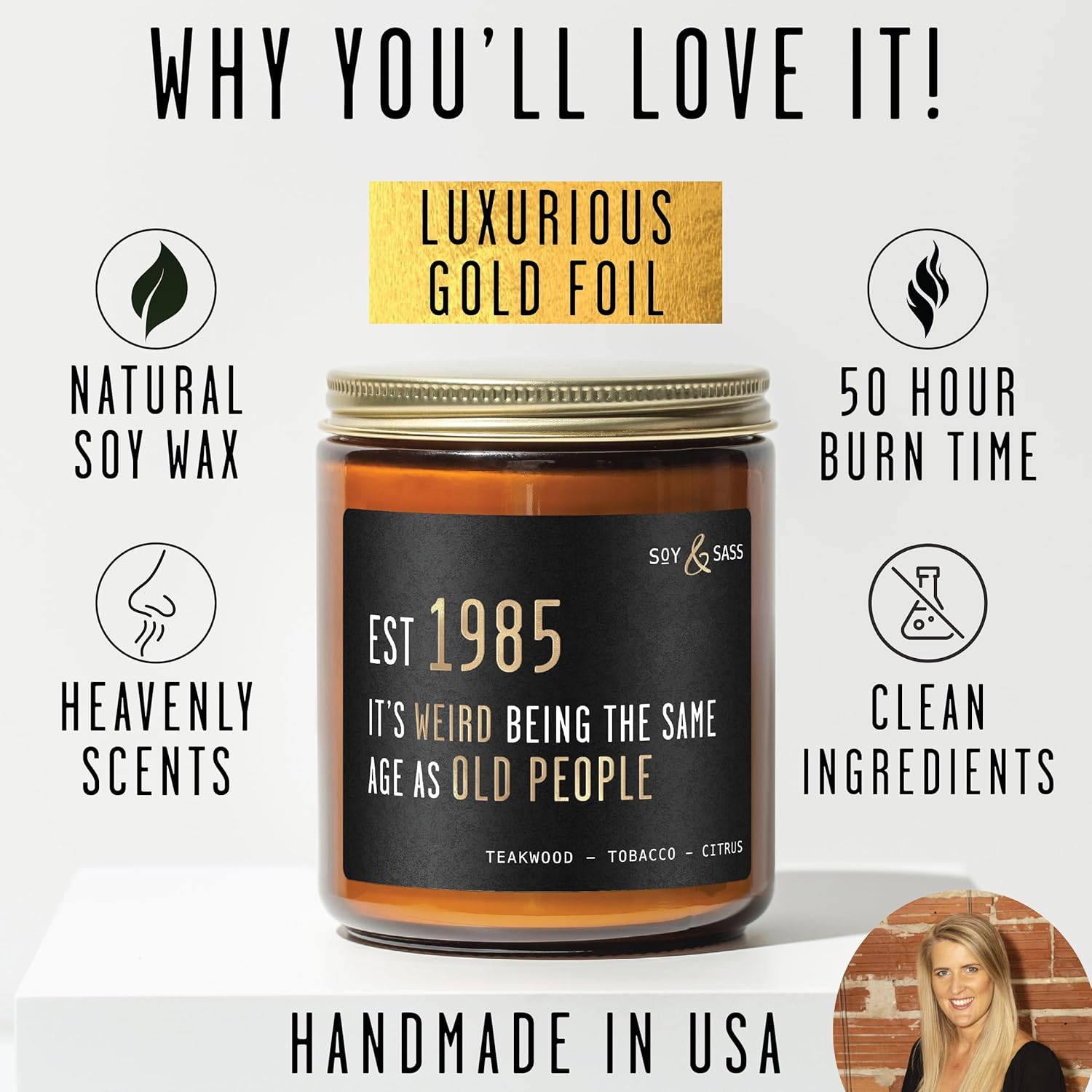 Smoked Vanilla Whiskey Candle - Scented Black Candles for Men or Women - Bourbon, Tobacco & Caramel Soy Wax Mens Candle - Infused w/Essential Oils | Long 50Hr Burn,9oz I Non Toxic I Made in USA