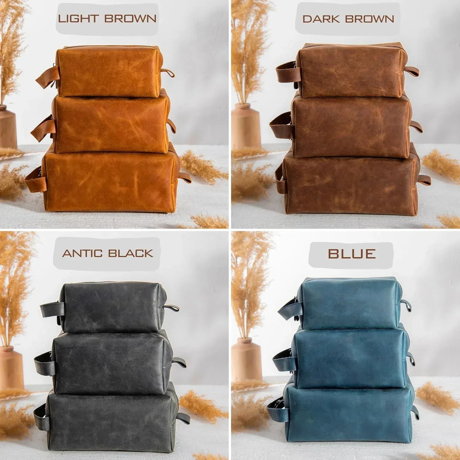 Personalized Leather Toiletry Bag for Men – Custom Shaving Dopp Kit with Name or Initial, Travel Gift for Groomsmen, Husband, Dad, Boyfriend, Birthday, Anniversary, Valentines Day Gifts for Men, Him - Handmade Lifestyle Shop