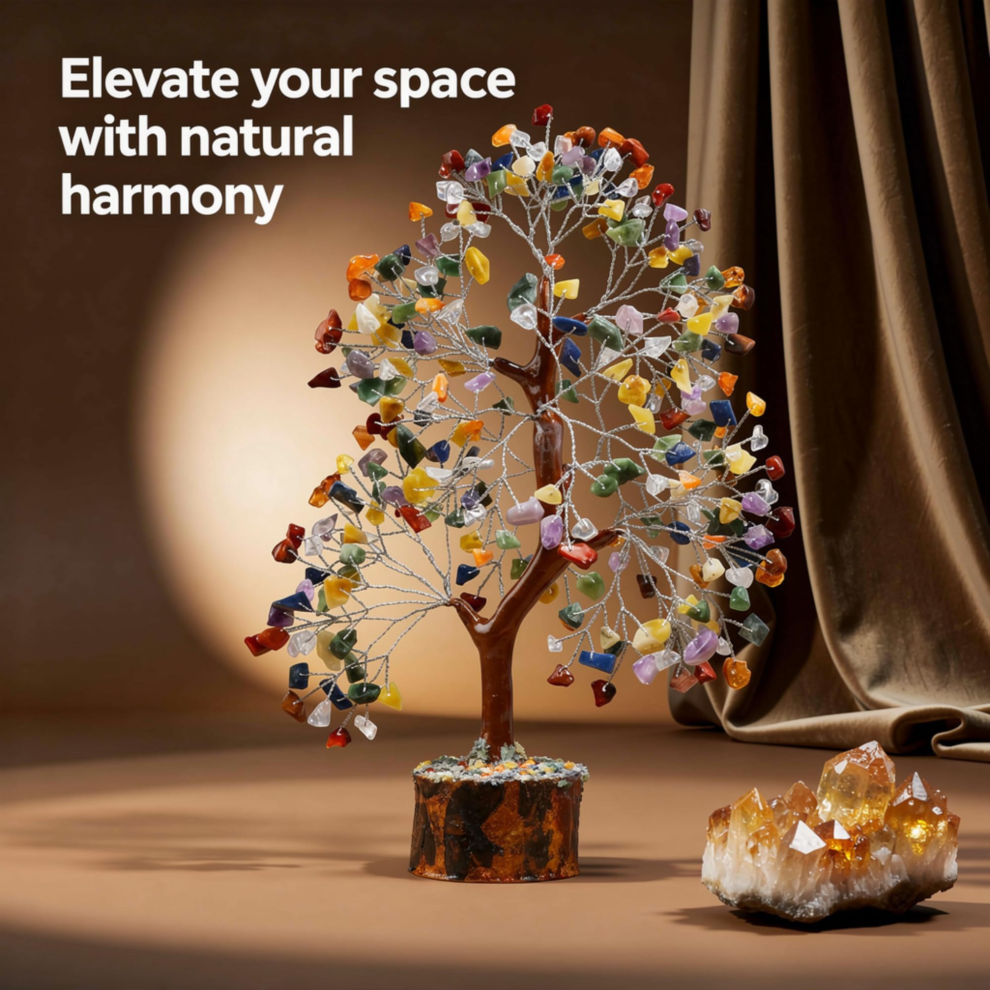 7 Chakra Healing Crystal Tree Kit, Bracelet, Pendant, Necklaces, Handmade Gemstone Money Bonsai Tree of Life Feng Shui Decor for Home Office, Positive Energy, Reiki Healing, for Women