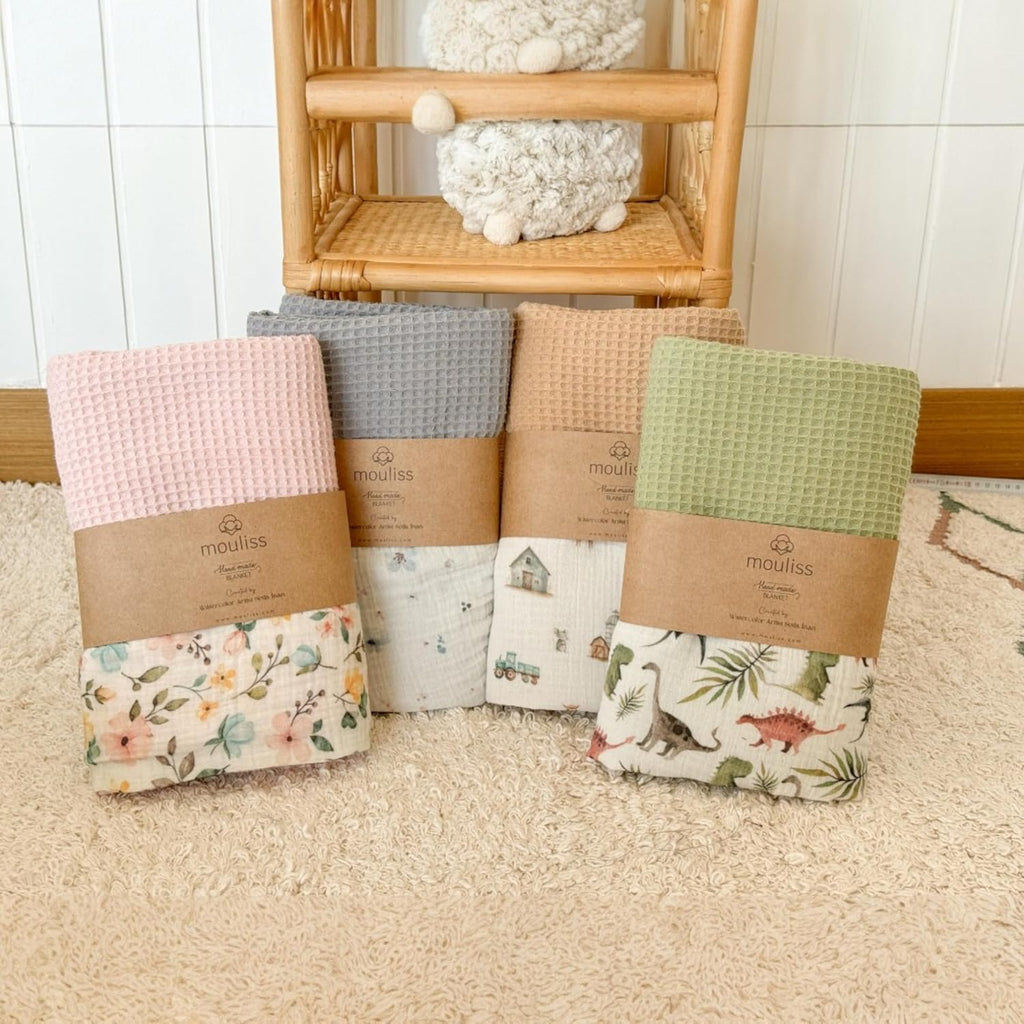 Mouliss Personalized Baby Blanket with Name – Handmade 100% Organic Cotton Newborn Gift | Custom Knit Blanket for Boys, Girls, Kids & Baby Showers