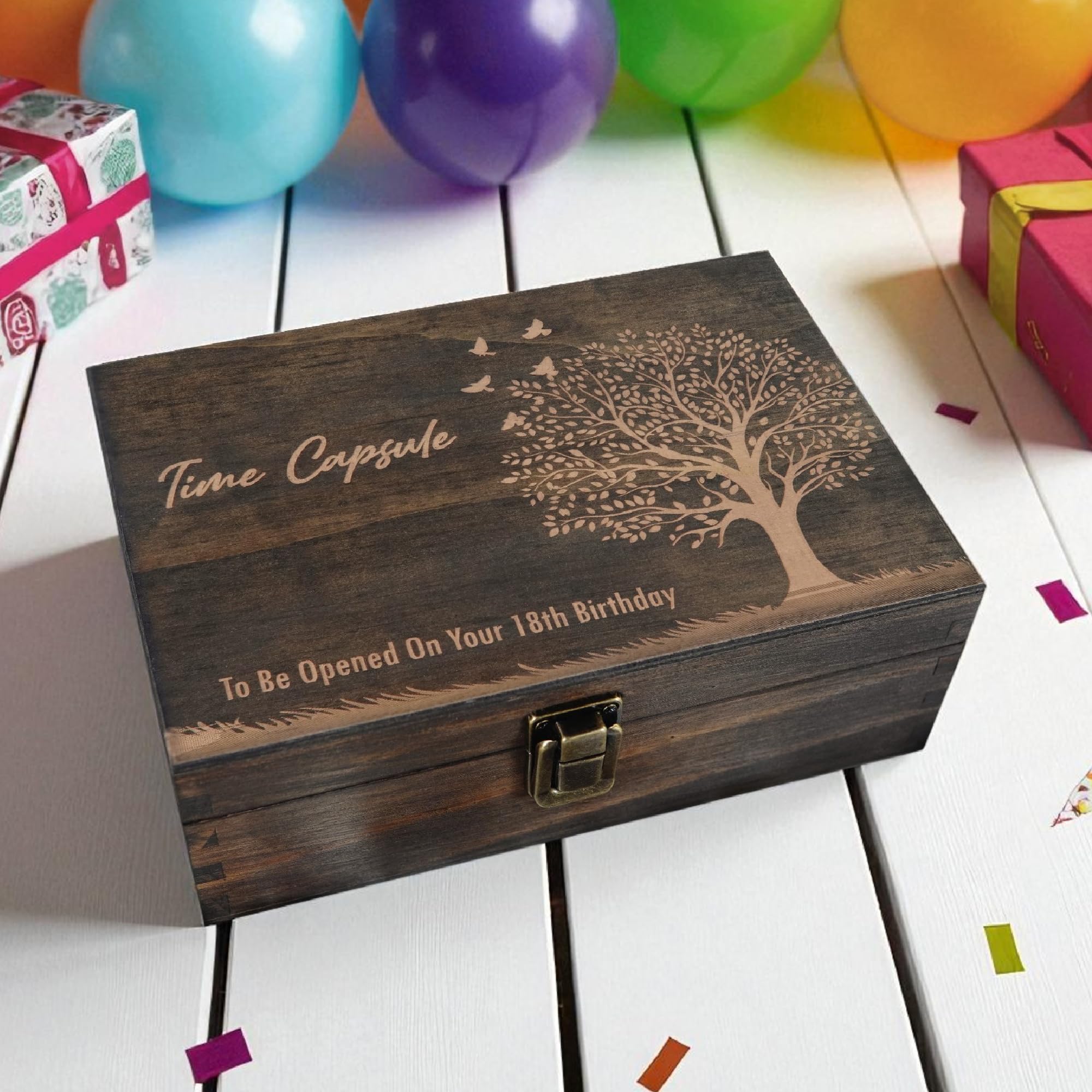 Engraved Memorial Memory Box – Wooden Keepsake Box for Loss of Loved One or Pet – Sympathy Gift – Medium Size – Dark Walnut Finish – 8.5 x 6 x 3 in