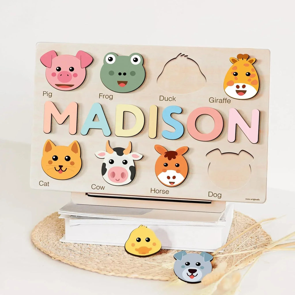 Puzzles for Toddlers Boy and Girl, Personalized Name Puzzle, Toy, Gifts for 0 1 2 3 Years Old, Babies Gifts, Baby Shower, Christmas, New Baby, 0 3 6 9 12 24 Months-TSCA,CPC Certified - Handmade Lifestyle Shop