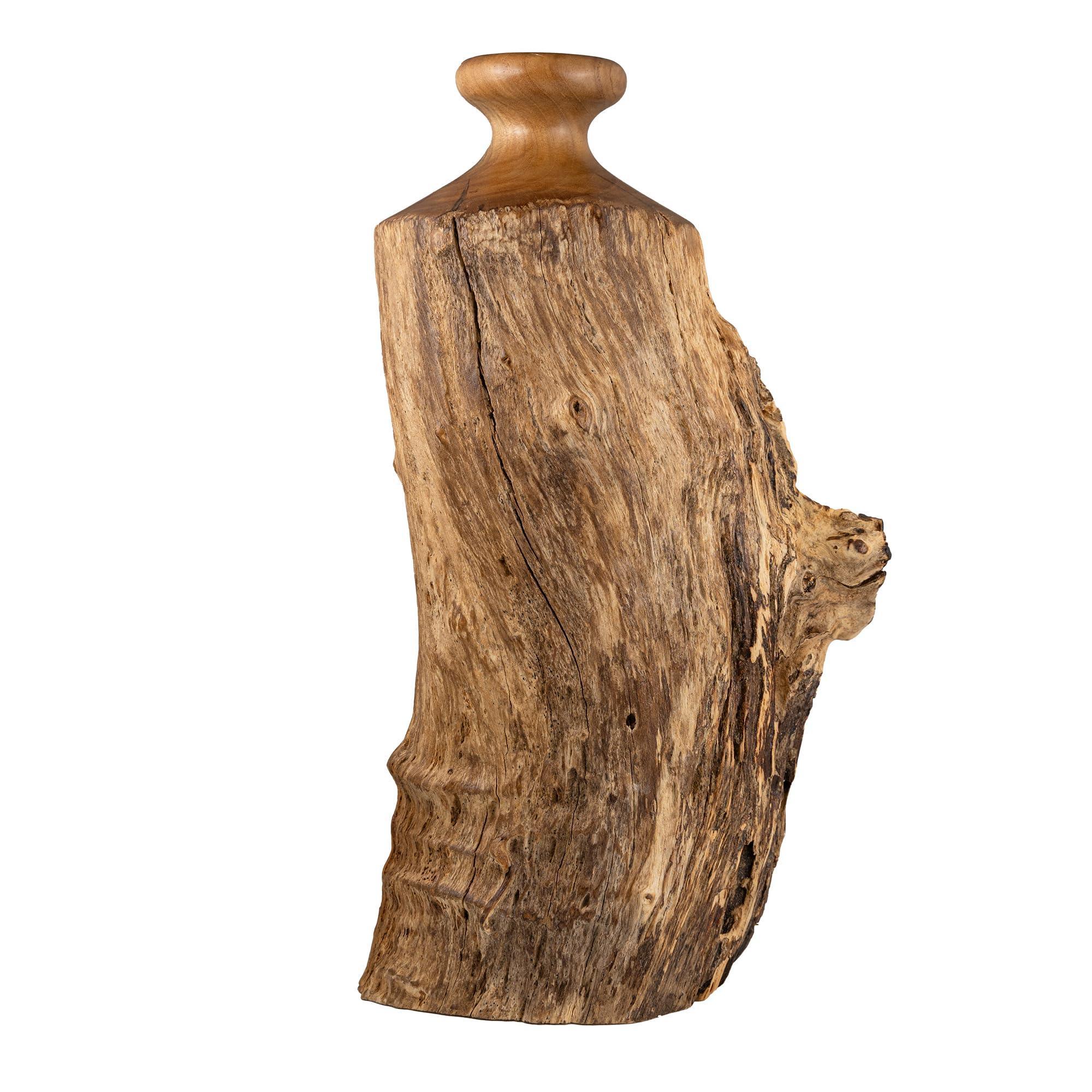 Vitex Pubescens Vahl Handcrafted Natural Wooden Vase; H(11.8”) x D(5"-6.5"); Unique Wooden Vase - Handmade Lifestyle Shop