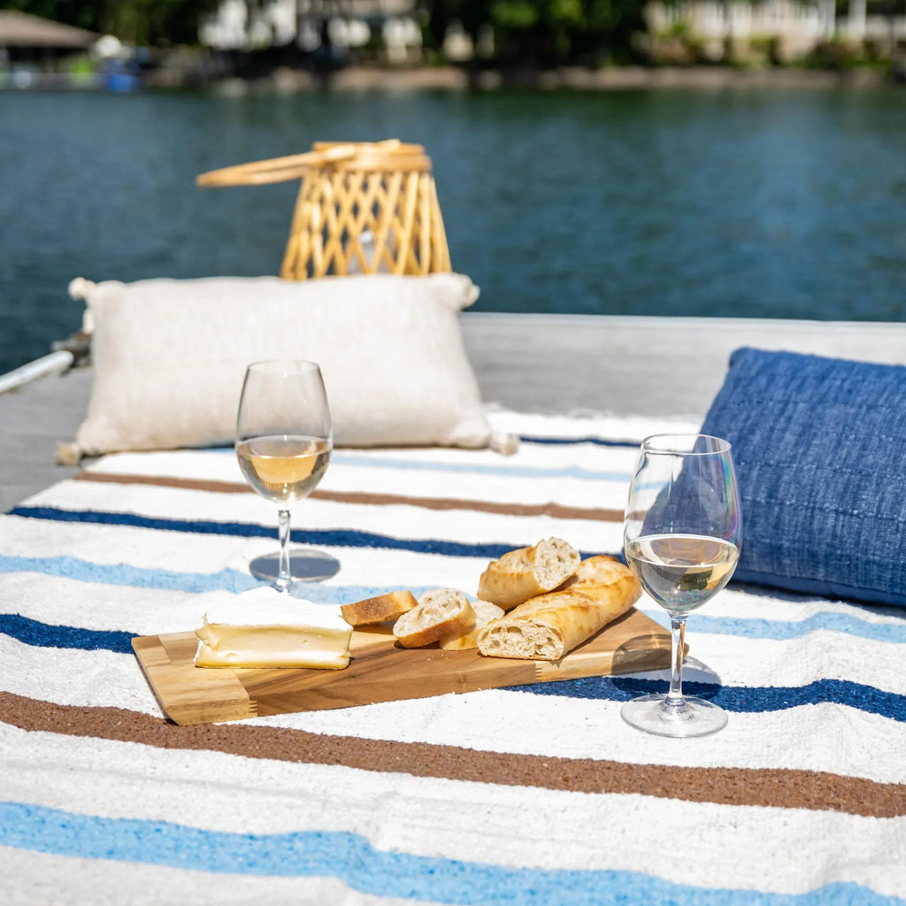 Tan Mexican Blanket by Laguna Beach Textile Co - Beach, Yoga, Camping, or Decorative Throw Blanket - Traditional Handmade Serape - Wheat Sol - Handmade Lifestyle Shop