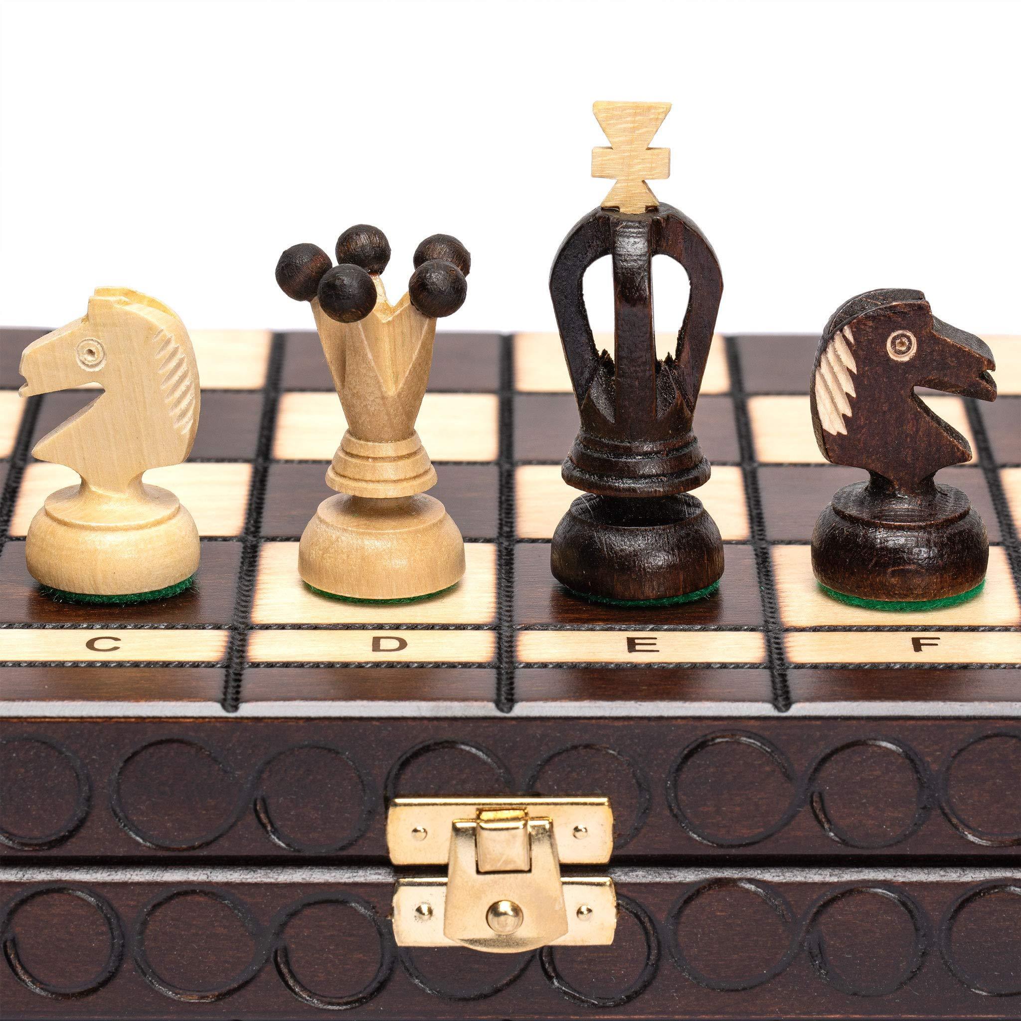 Husaria European International Chess Wooden Game Set, King's Classic - 13.8 Inches Medium Size Chess Set with Handcrafted Chessmen and Felted Folding Board - Handmade Lifestyle Shop