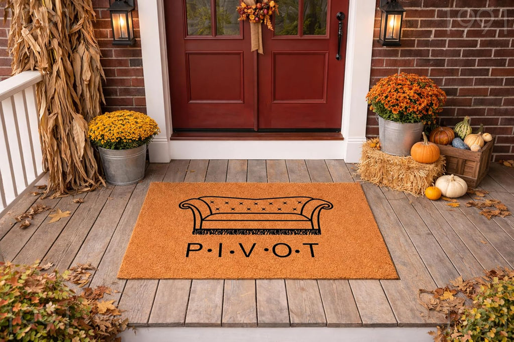 Funny Doormat: P.I.V.O.T. Couch, Friends TV Show Welcome Mat, Great Gift for Friends Fans, New Apartment Gift (36x60) 1991