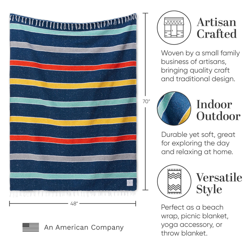 Tan Mexican Blanket by Laguna Beach Textile Co - Beach, Yoga, Camping, or Decorative Throw Blanket - Traditional Handmade Serape - Wheat Sol