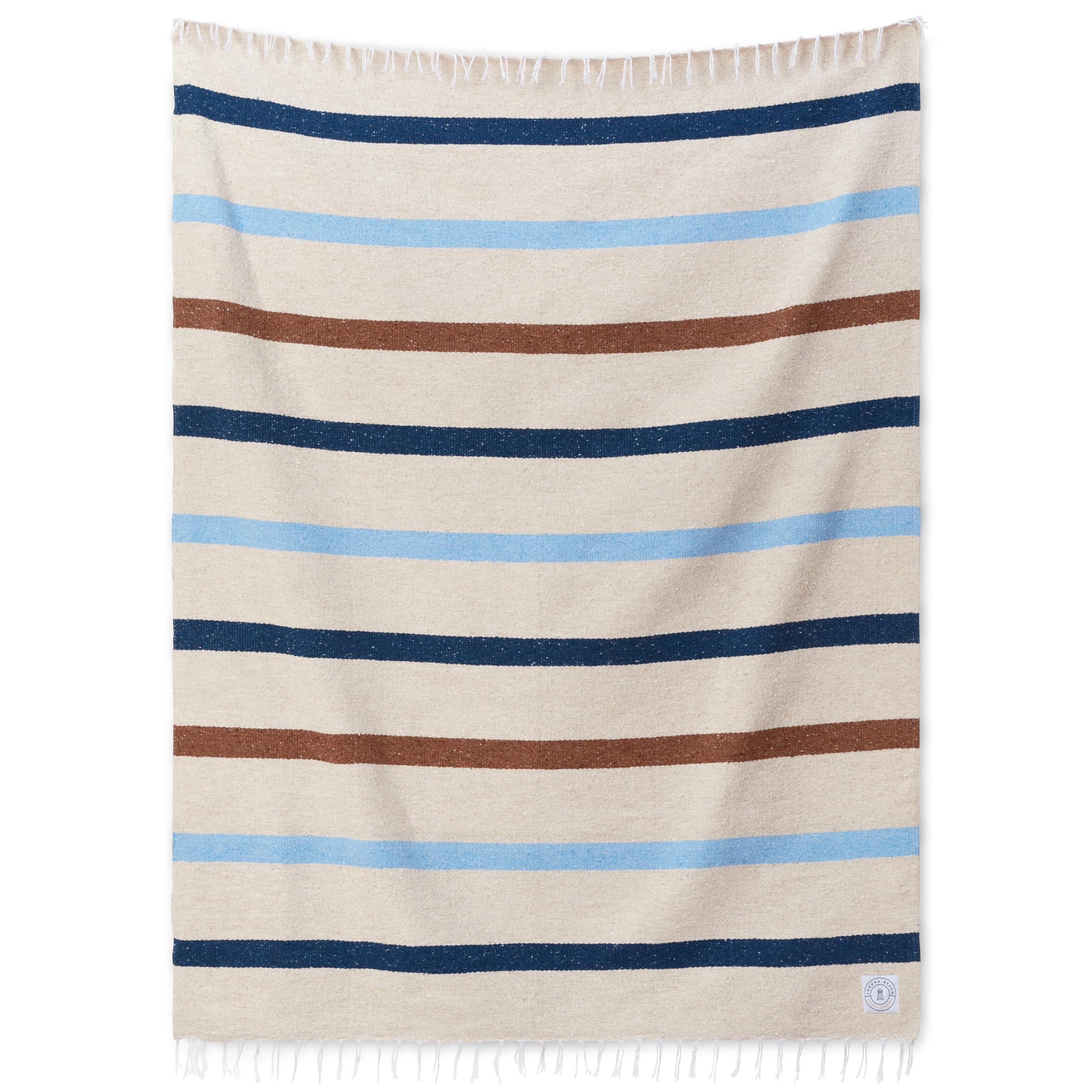 Tan Mexican Blanket by Laguna Beach Textile Co - Beach, Yoga, Camping, or Decorative Throw Blanket - Traditional Handmade Serape - Wheat Sol - Handmade Lifestyle Shop