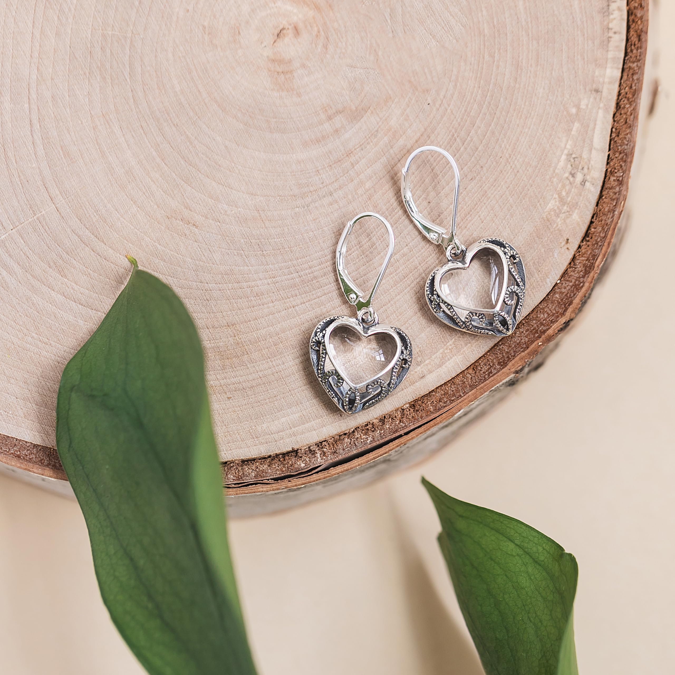 Bottled Up Designs Handmade Homespun Hearts Earrings, Recycled Vintage Glass, Sterling Silver, Eco Friendly, Made in USA, Mothers Day, Women, Anniversary