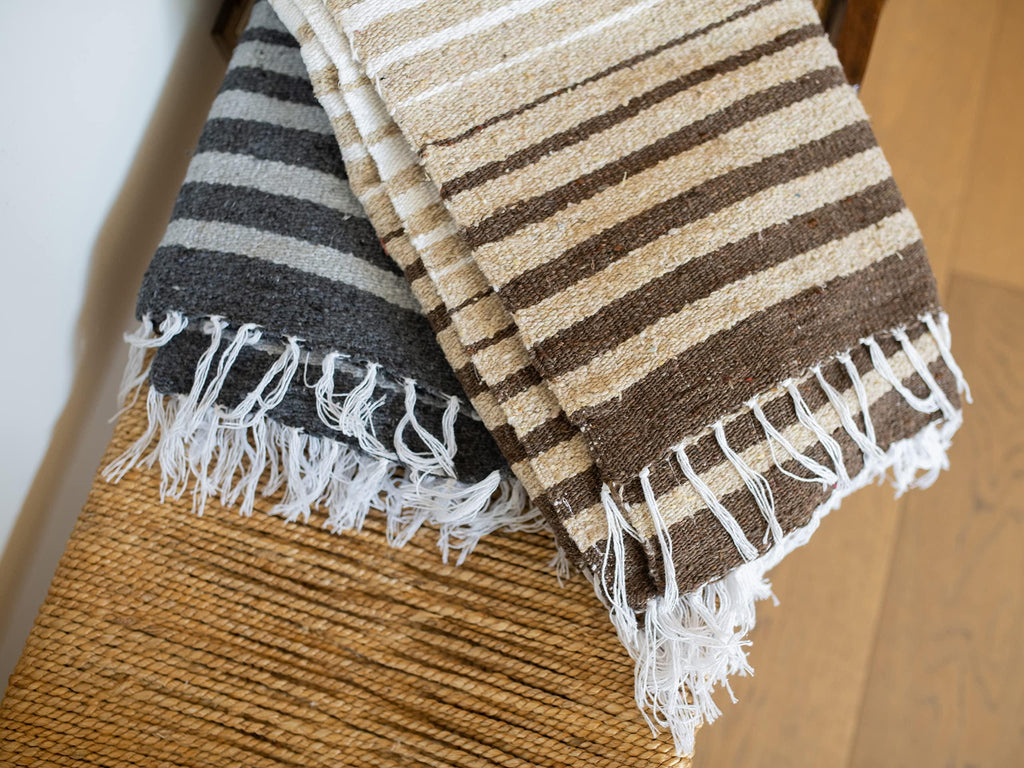 Tan Mexican Blanket by Laguna Beach Textile Co - Beach, Yoga, Camping, or Decorative Throw Blanket - Traditional Handmade Serape - Wheat Sol - Handmade Lifestyle Shop
