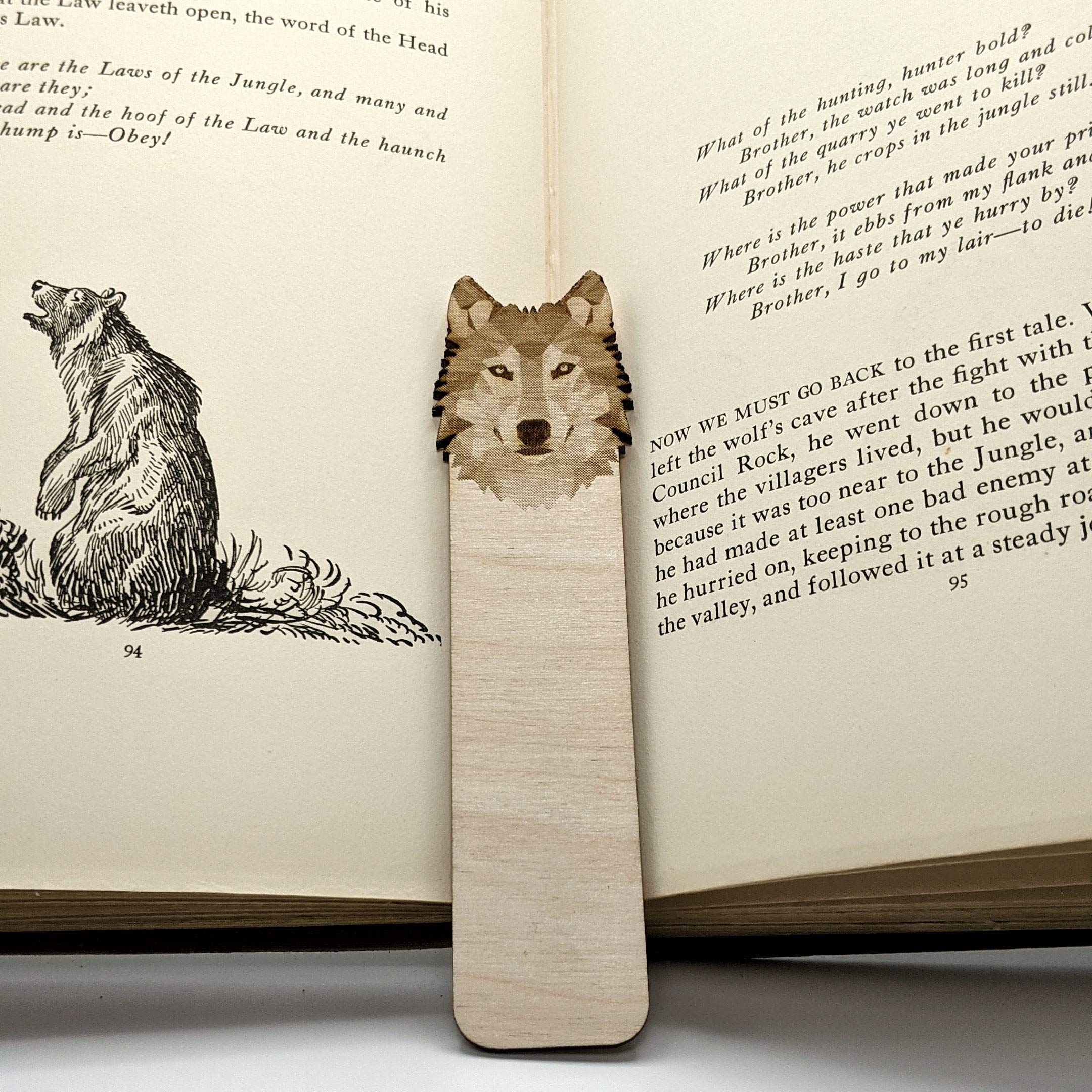 RABBIT Engraved Wood Bookmark | Baltic Birch Wooden Geometric Bunny Animal Creature Book Mark | Great Gift Idea!