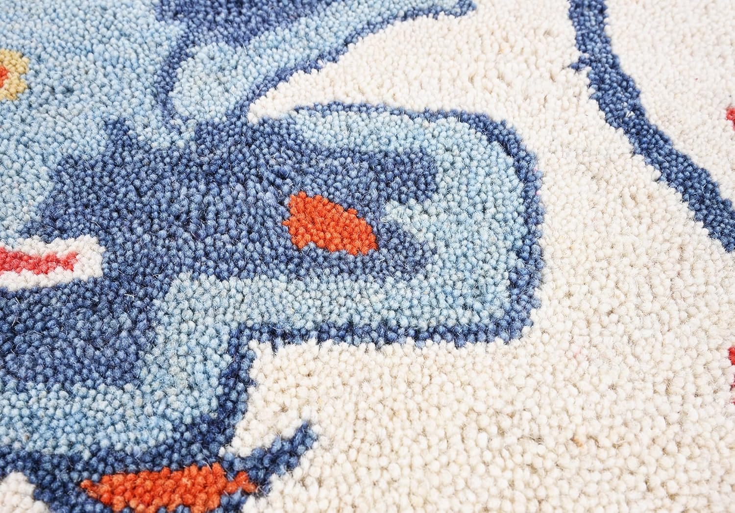 Handmade Oushak Wool Area Rug | Floral and Botanical Patterns in Soft Blue and Green | Luxurious Thick Pile for Living Room, Bedroom & Dining Room Decor (Ivory, 5' x 8')