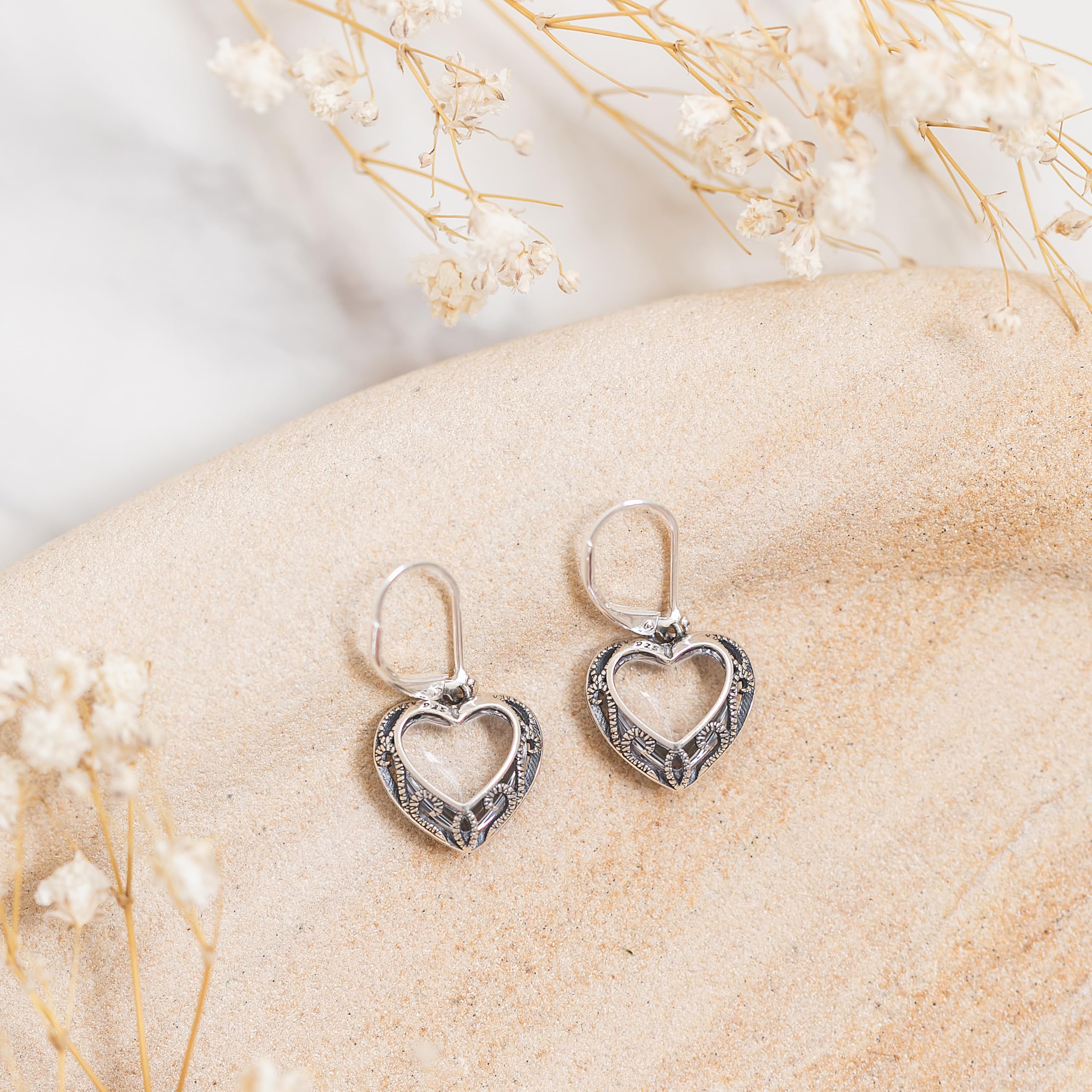 Bottled Up Designs Handmade Homespun Hearts Earrings, Recycled Vintage Glass, Sterling Silver, Eco Friendly, Made in USA, Mothers Day, Women, Anniversary