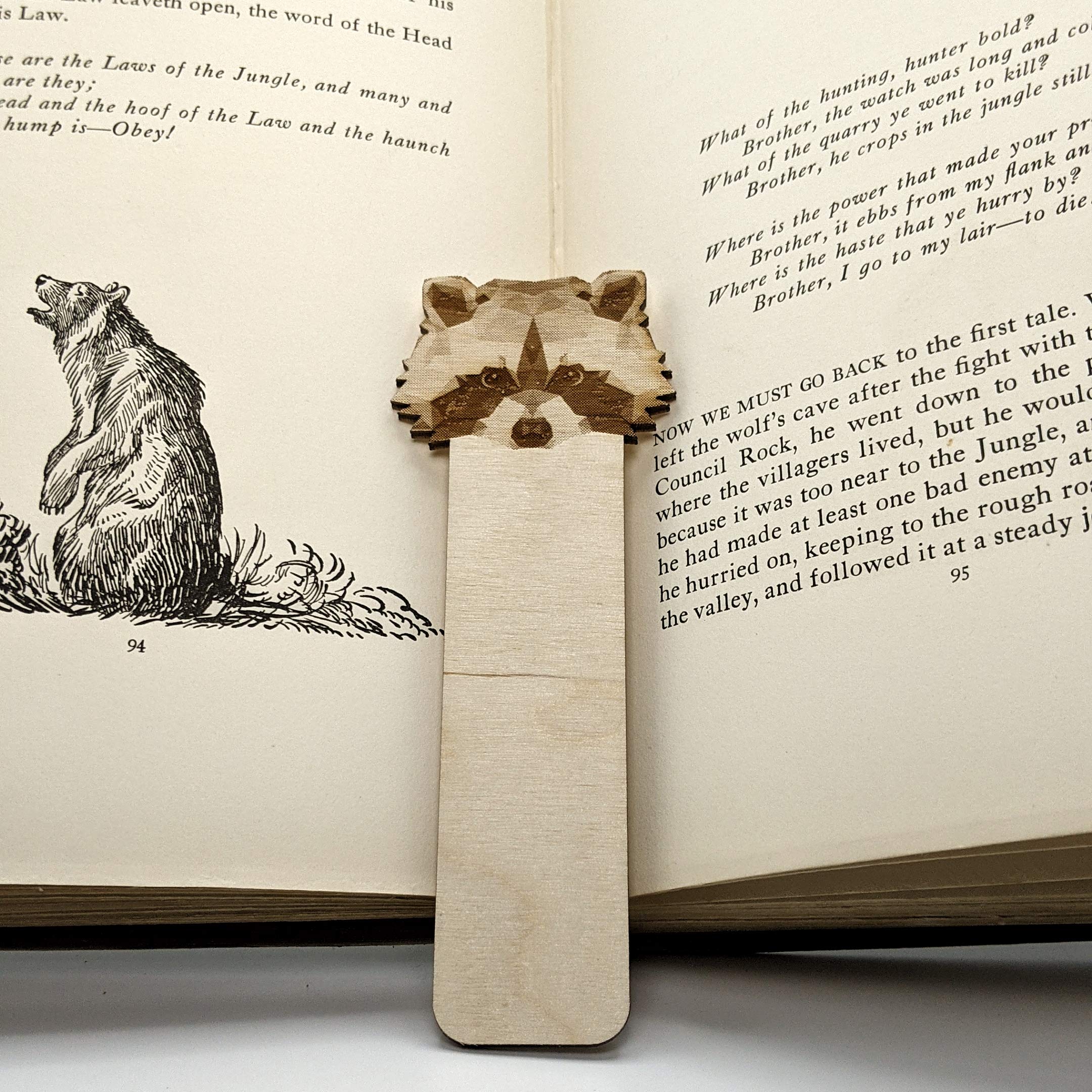 RABBIT Engraved Wood Bookmark | Baltic Birch Wooden Geometric Bunny Animal Creature Book Mark | Great Gift Idea!
