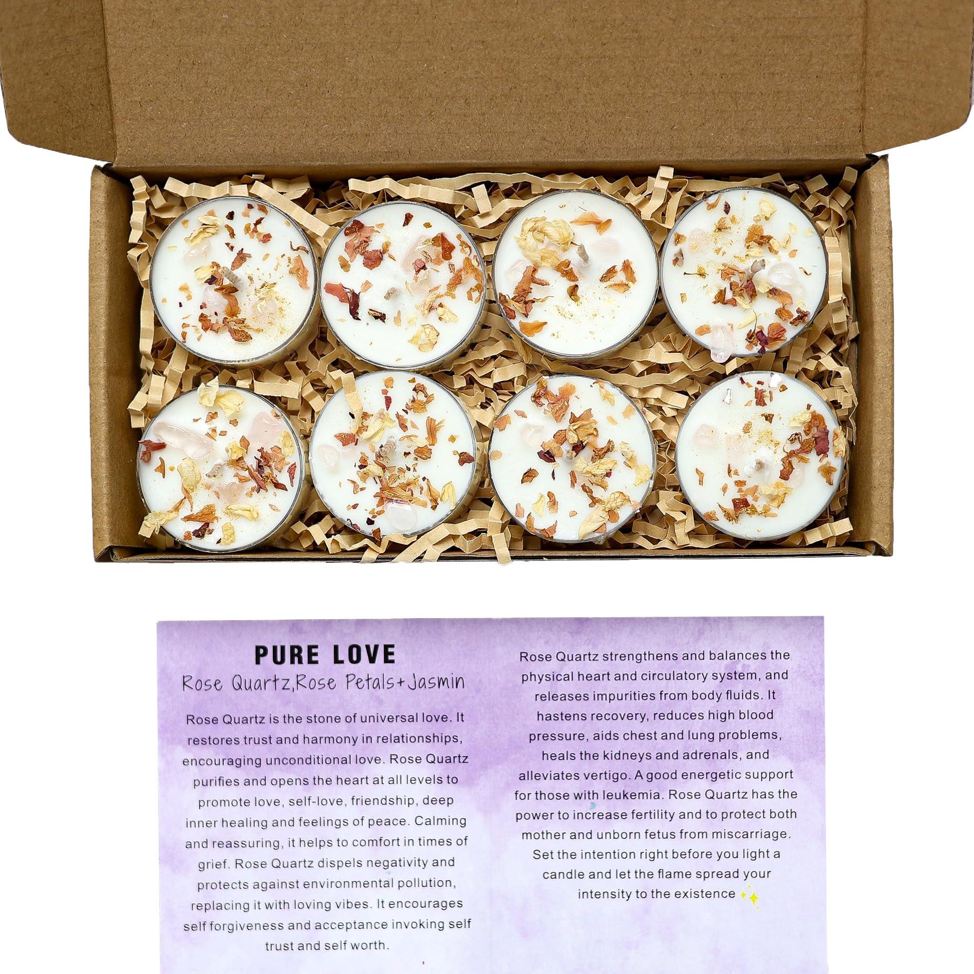 Tealight Soy Candles with Crystals and Herbs, Handmade Energy Candles, Aromatherapy Candles. (Mixed) - Handmade Lifestyle Shop