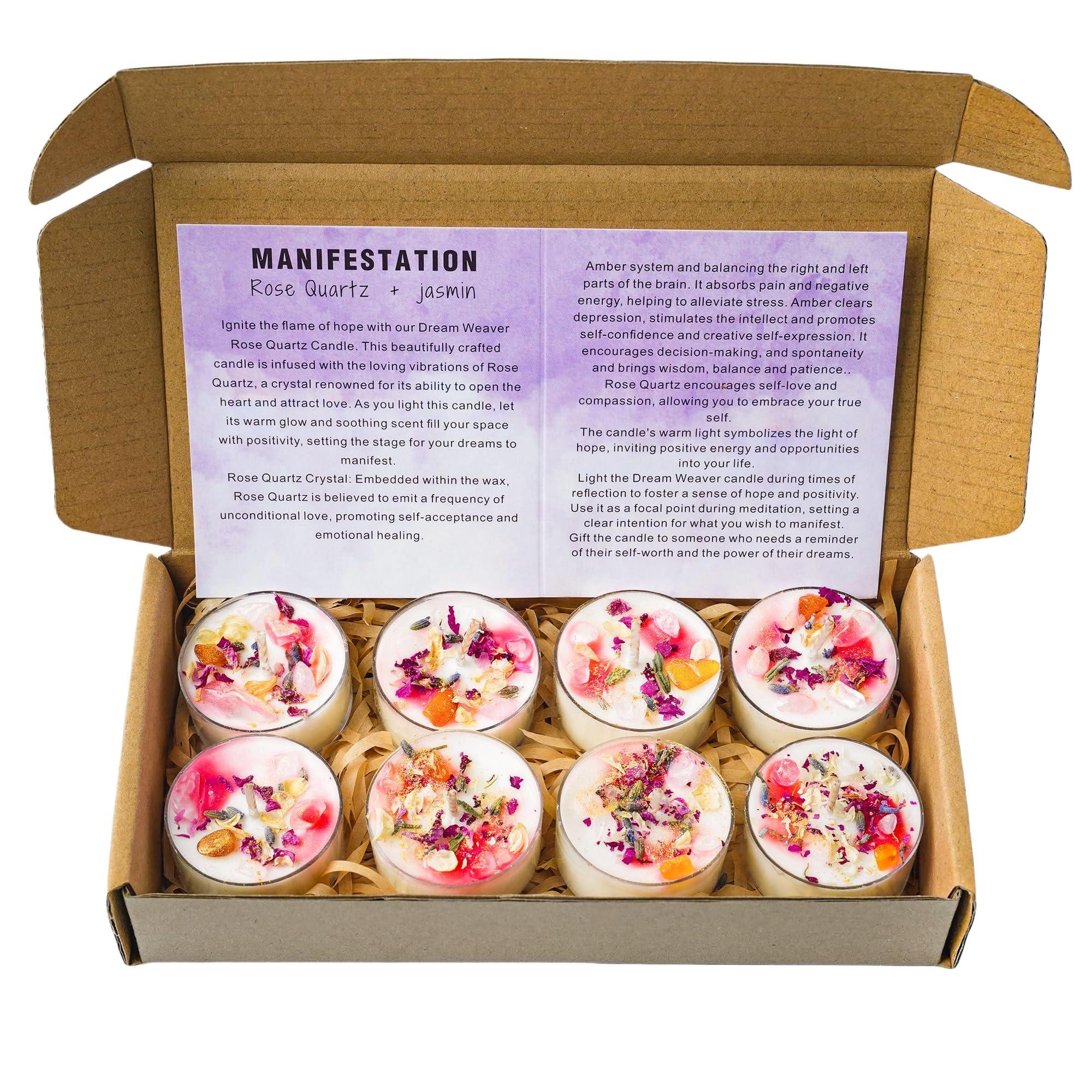 Tealight Soy Candles with Crystals and Herbs, Handmade Energy Candles, Aromatherapy Candles. (Mixed) - Handmade Lifestyle Shop