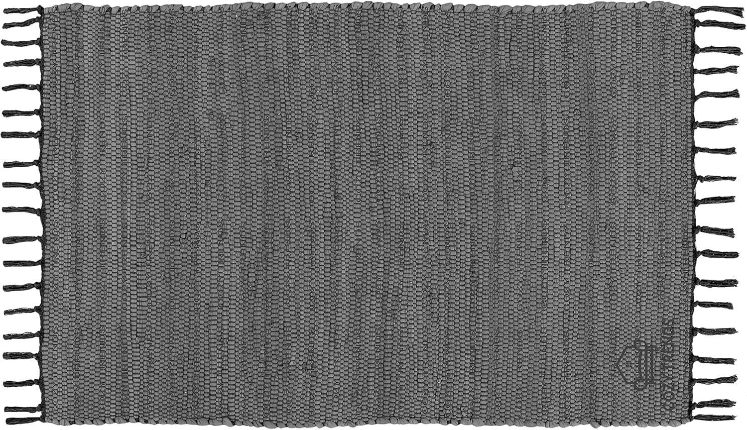 Handmade Cotton Rag Rug 24x36'' | 2x3' Multicolor Area Rugs- Hand Woven Washable & Reversible for Living Room Kitchen Entryway Throw Rug with Tassel (Denim) - Handmade Lifestyle Shop