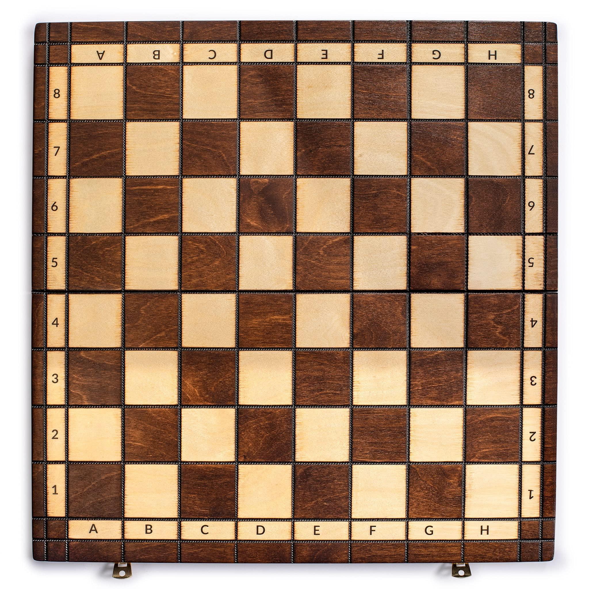 Husaria European International Chess Wooden Game Set, King's Classic - 13.8 Inches Medium Size Chess Set with Handcrafted Chessmen and Felted Folding Board - Handmade Lifestyle Shop