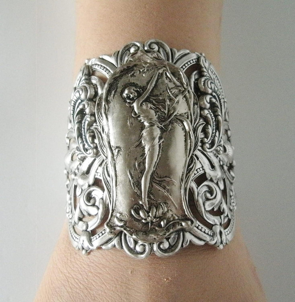 Art Nouveau Cuff Bracelet victorian edwardian renaissance art deco medieval tudor handmade jewelry - Handmade Lifestyle Shop