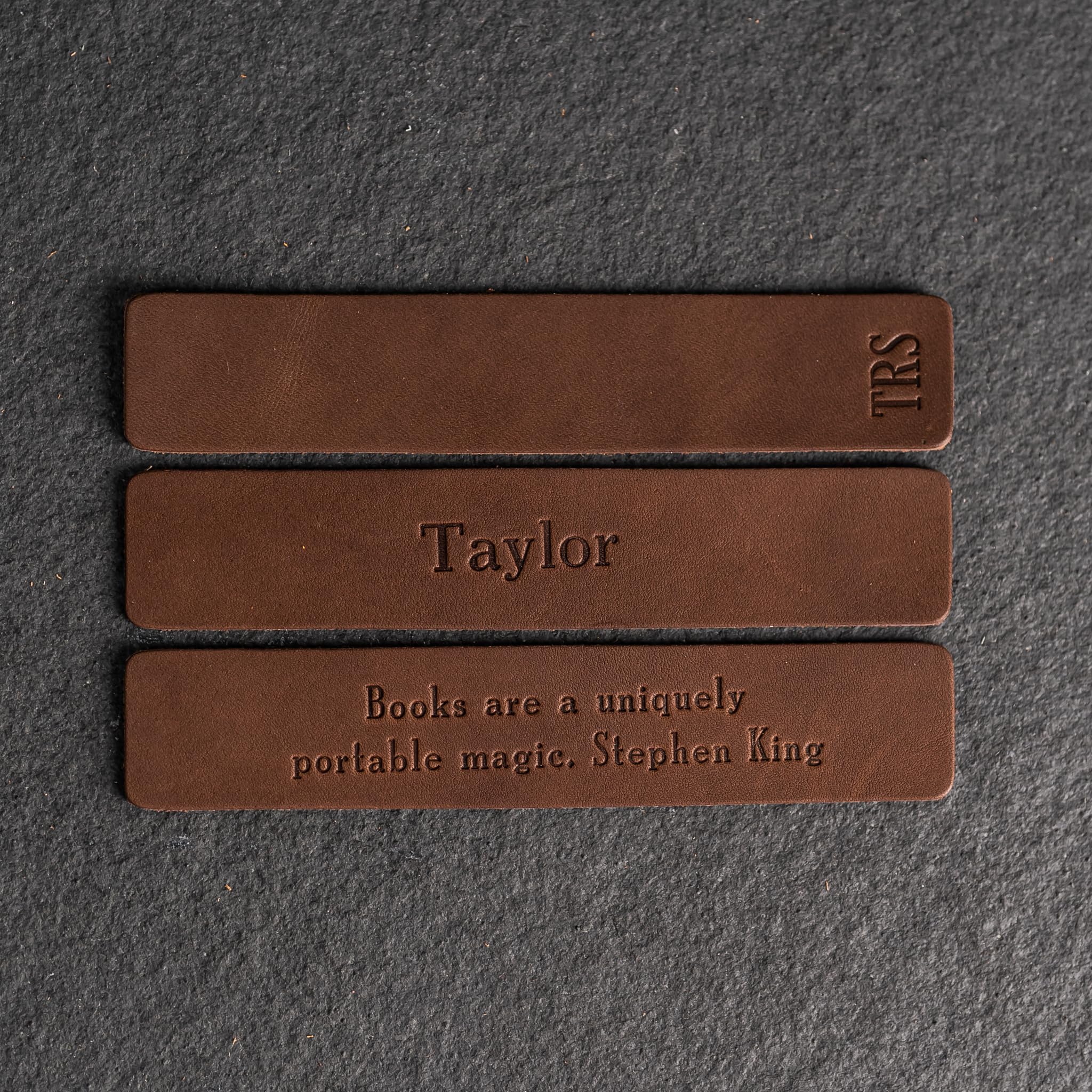 Ox & Pine Personalized Leather Bookmark 1.25" x 6.5" (Rustic Brown)
