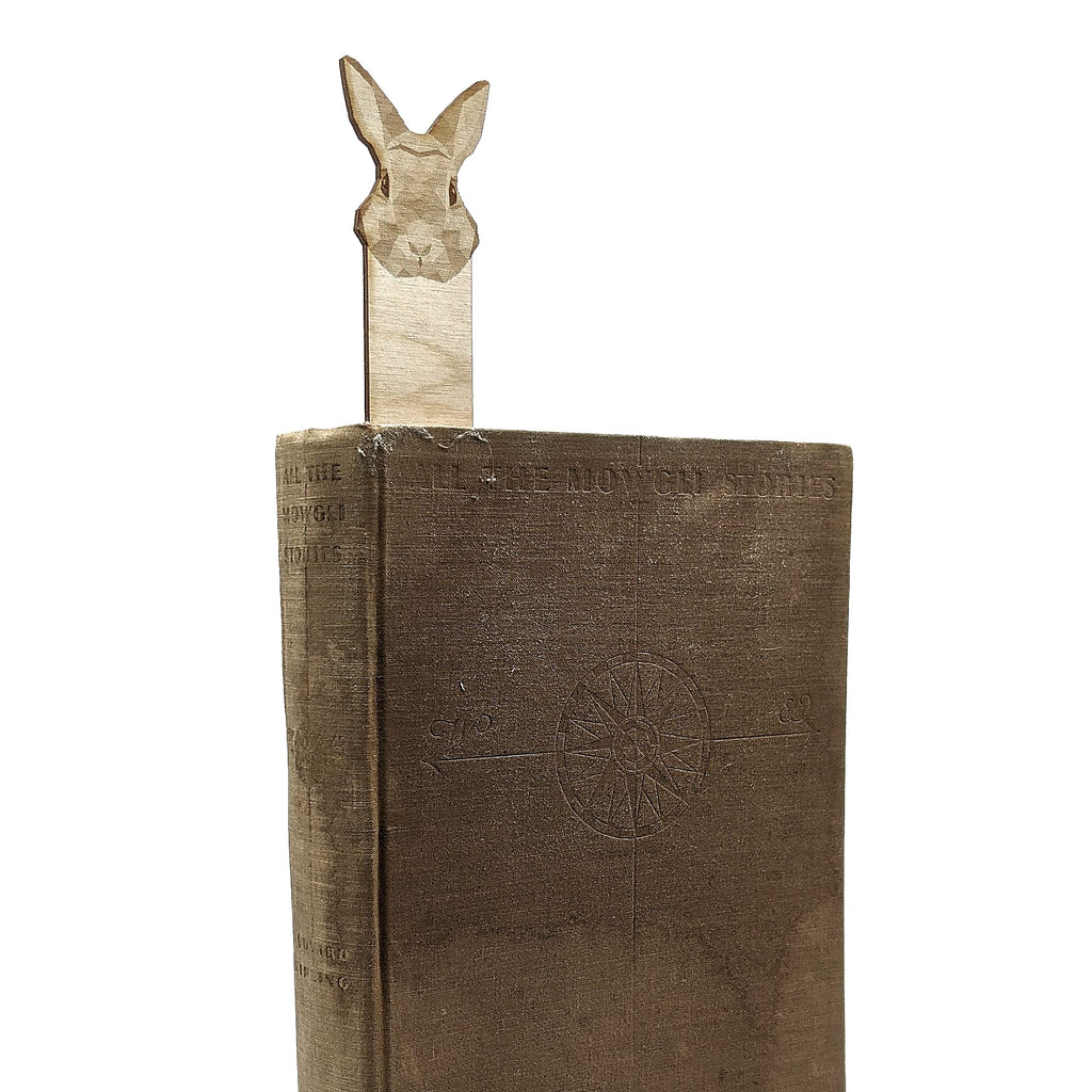 RABBIT Engraved Wood Bookmark | Baltic Birch Wooden Geometric Bunny Animal Creature Book Mark | Great Gift Idea!